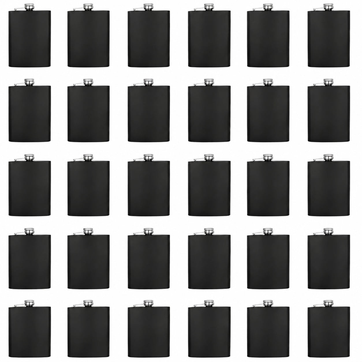 Aoibox  8 oz Stainless Steel Matte Black Hip Flask Set with Funnels Leak Proof Pocket Whiskey Flask Set of 30