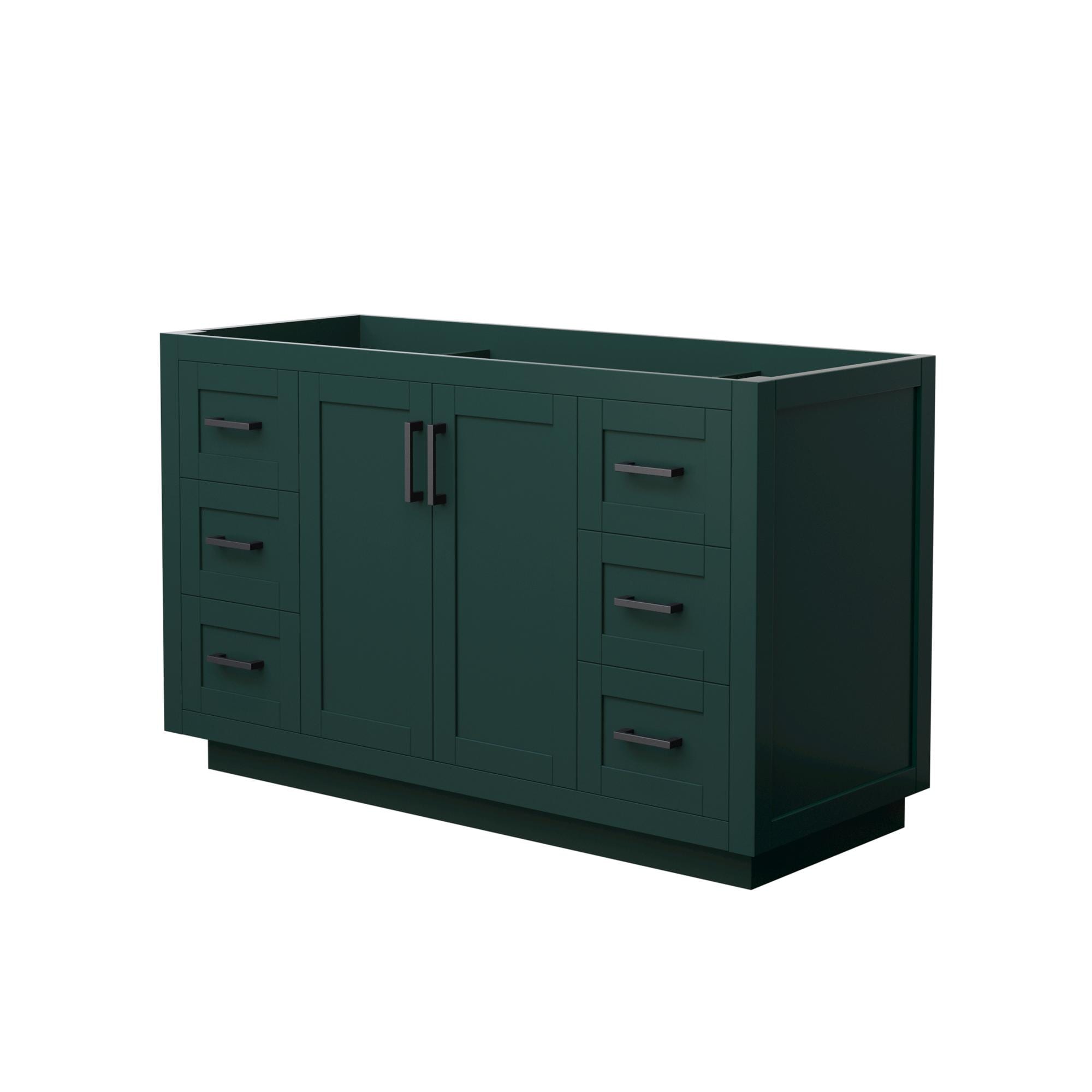 Wyndham Collection WCF292954SGKCXSXXMXX Miranda 54-in Green with Matte Black Trim Bathroom Vanity Base Cabinet without Top