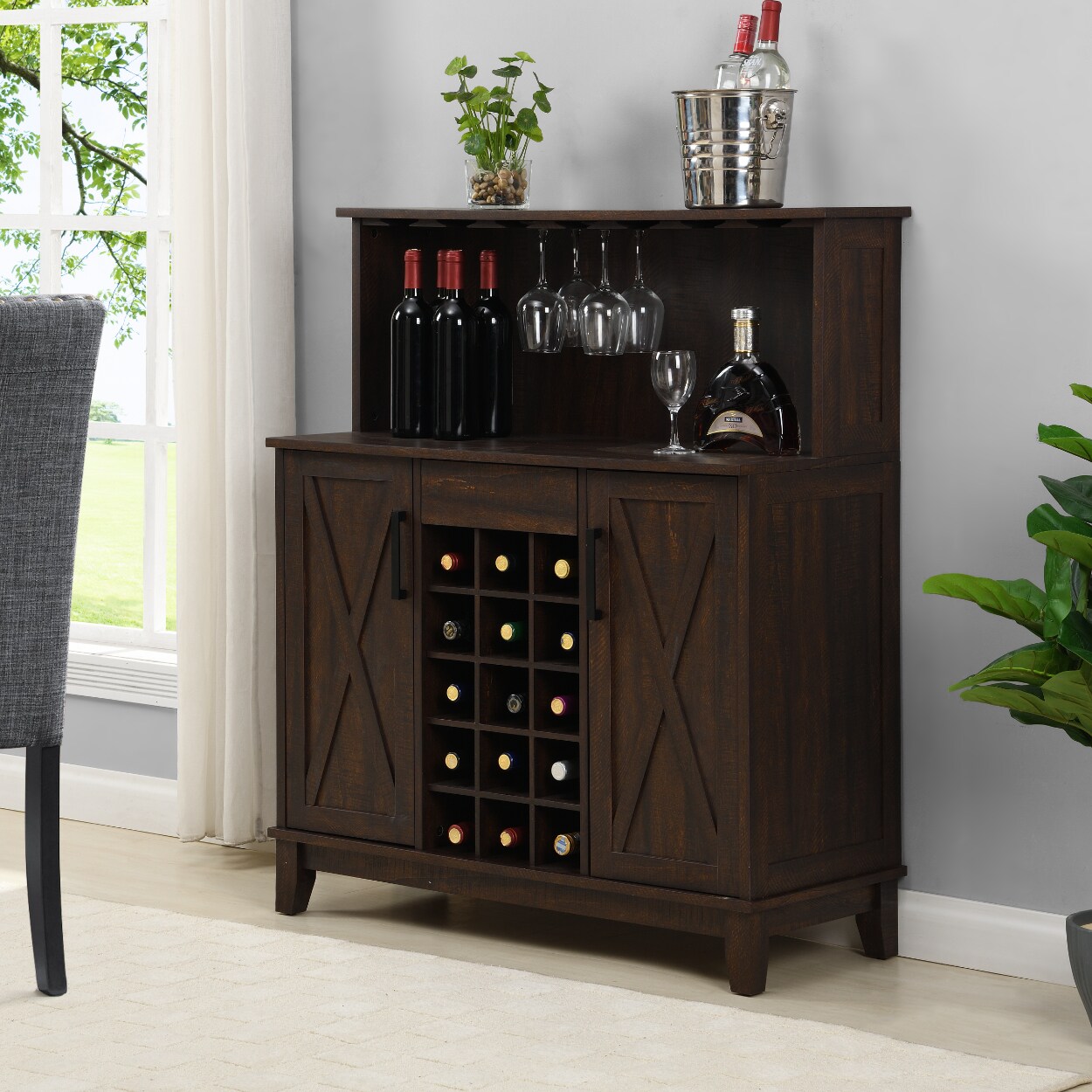 Home Source Industries 38.4-in x 44.6-in Brown Rectangle Bar Cabinet at ...