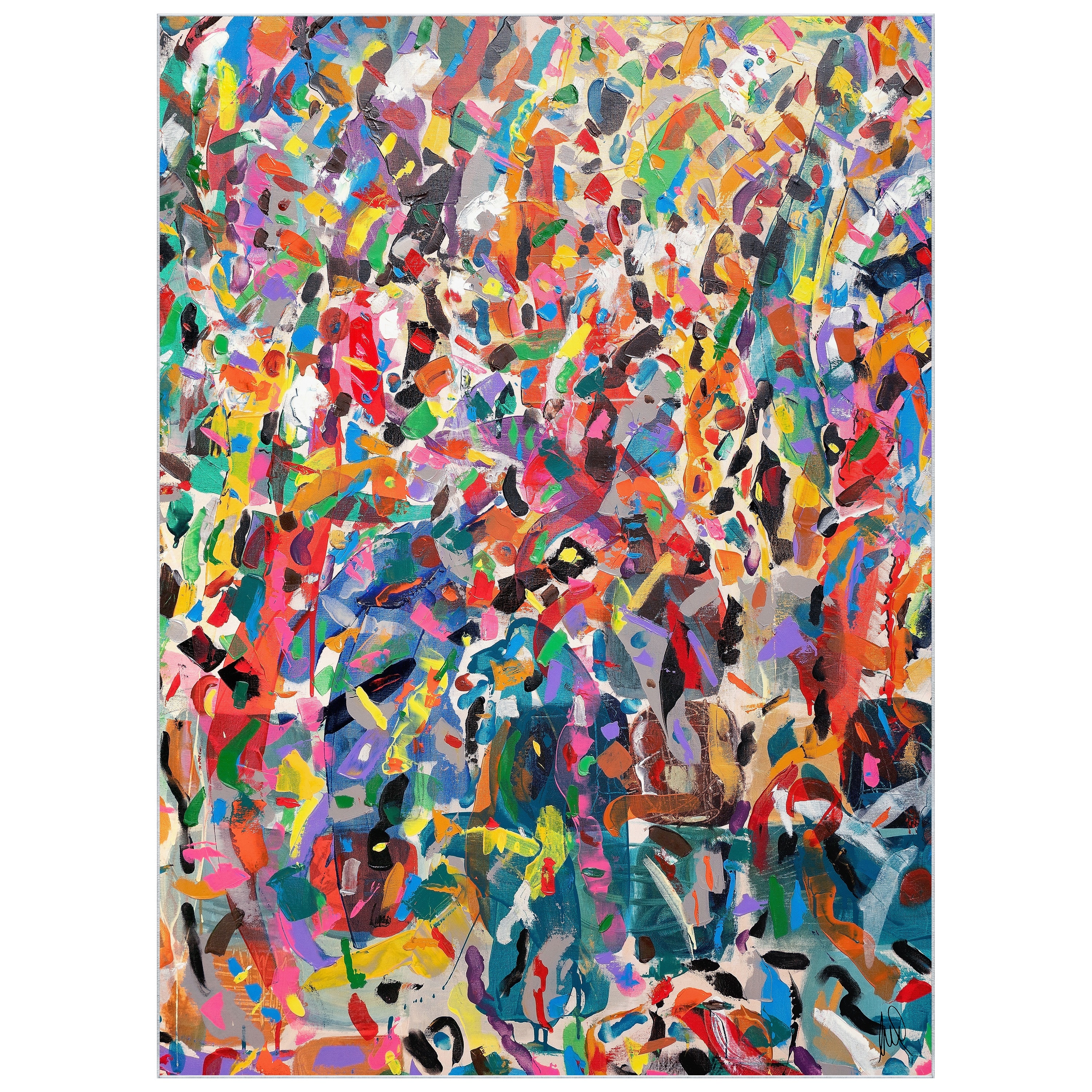 Empire Art Direct TDA-IC2102-0810C2 8 x 10 (ft) Polyester Multi-Colored, Pink, Red, Orange, Yellow, Blue, Green Rectangular Indoor Abstract Area rug