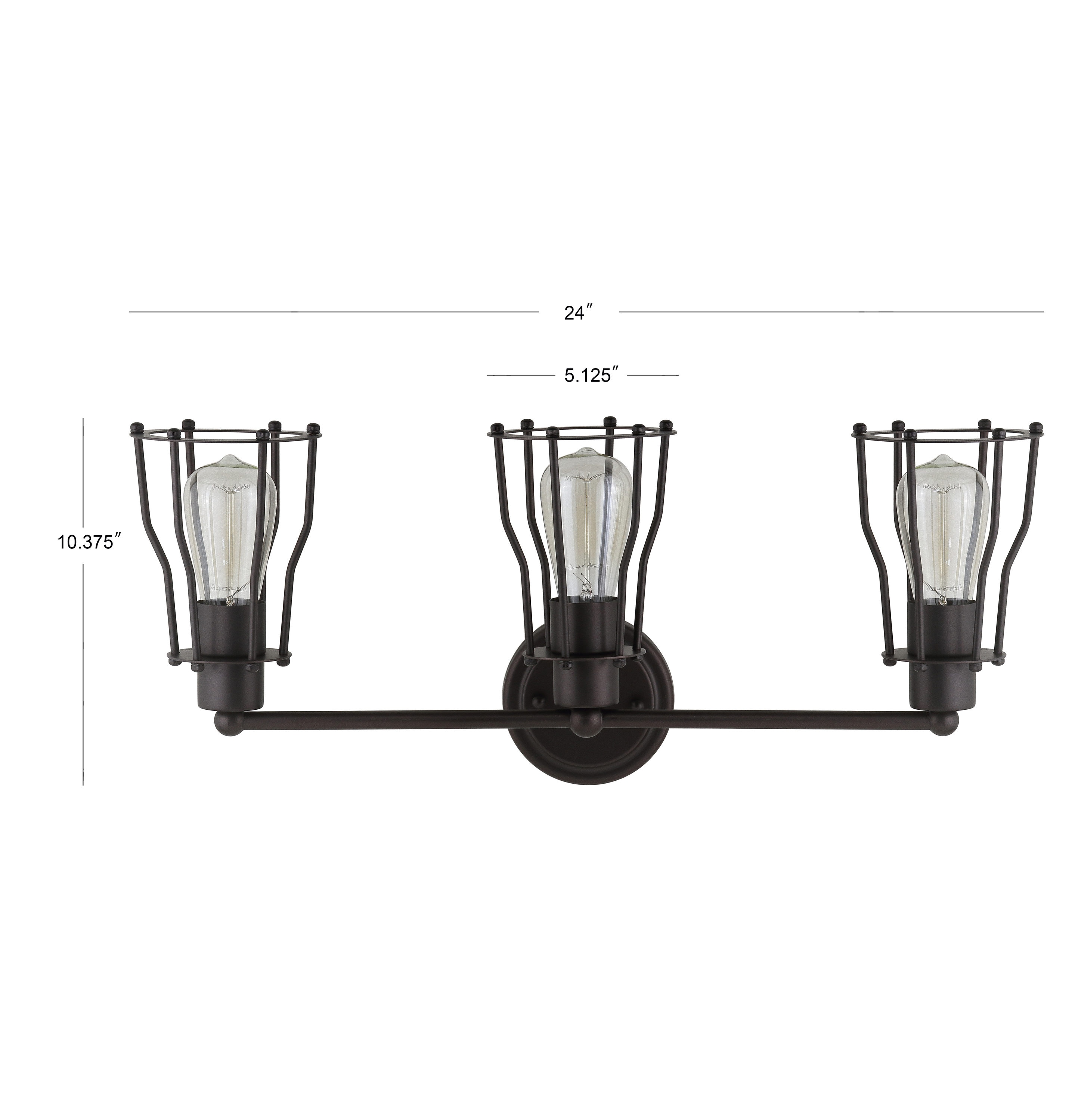 JONATHAN Y Florence Metal Farmhouse Industrial 24-in 3-Light Oil-Rubbed ...