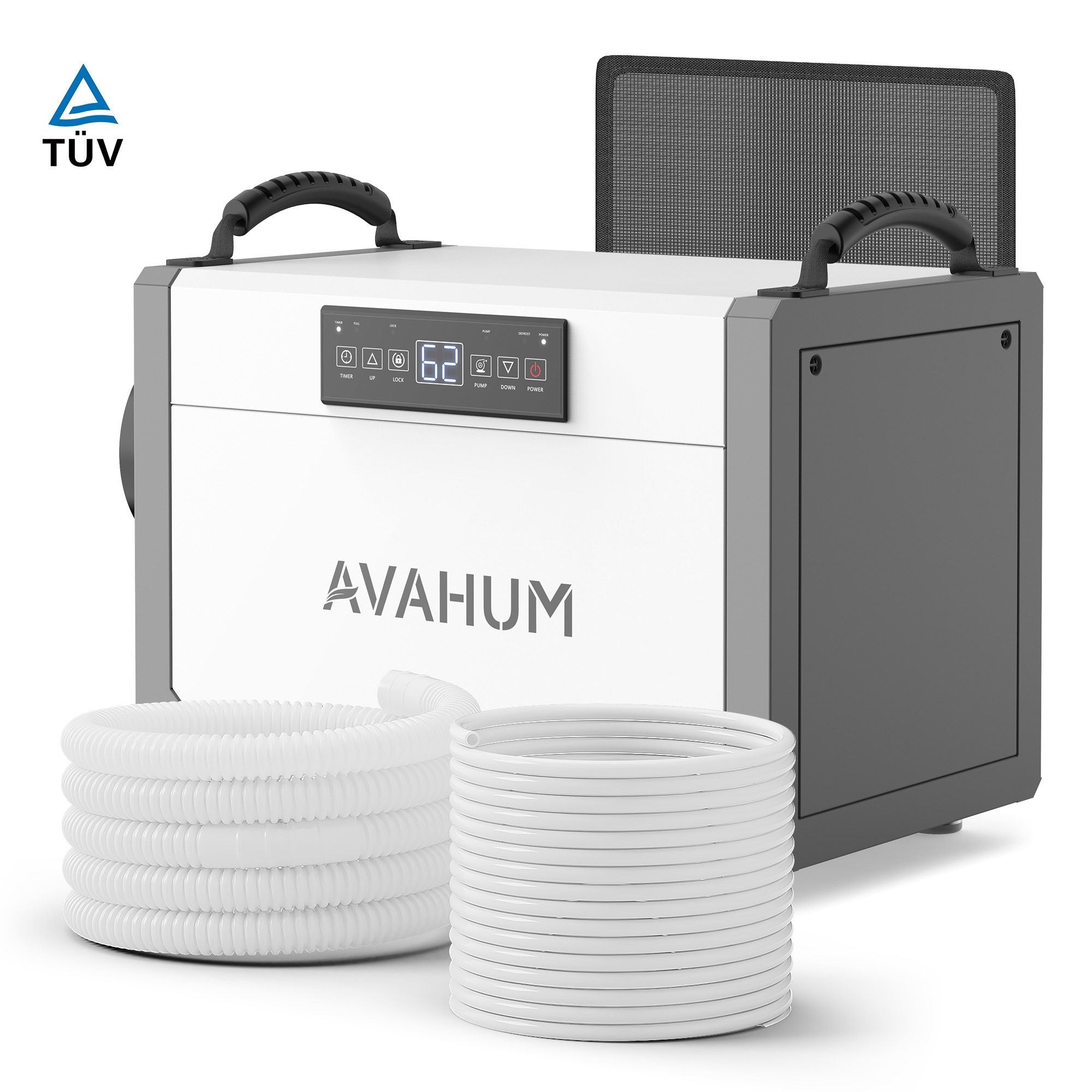 Elexnux 113 pt. Dehumidifier with Pump (For Rooms 1501 - 3000 sq. ft) For Basements, Bathrooms, Crawlspaces, in Gray