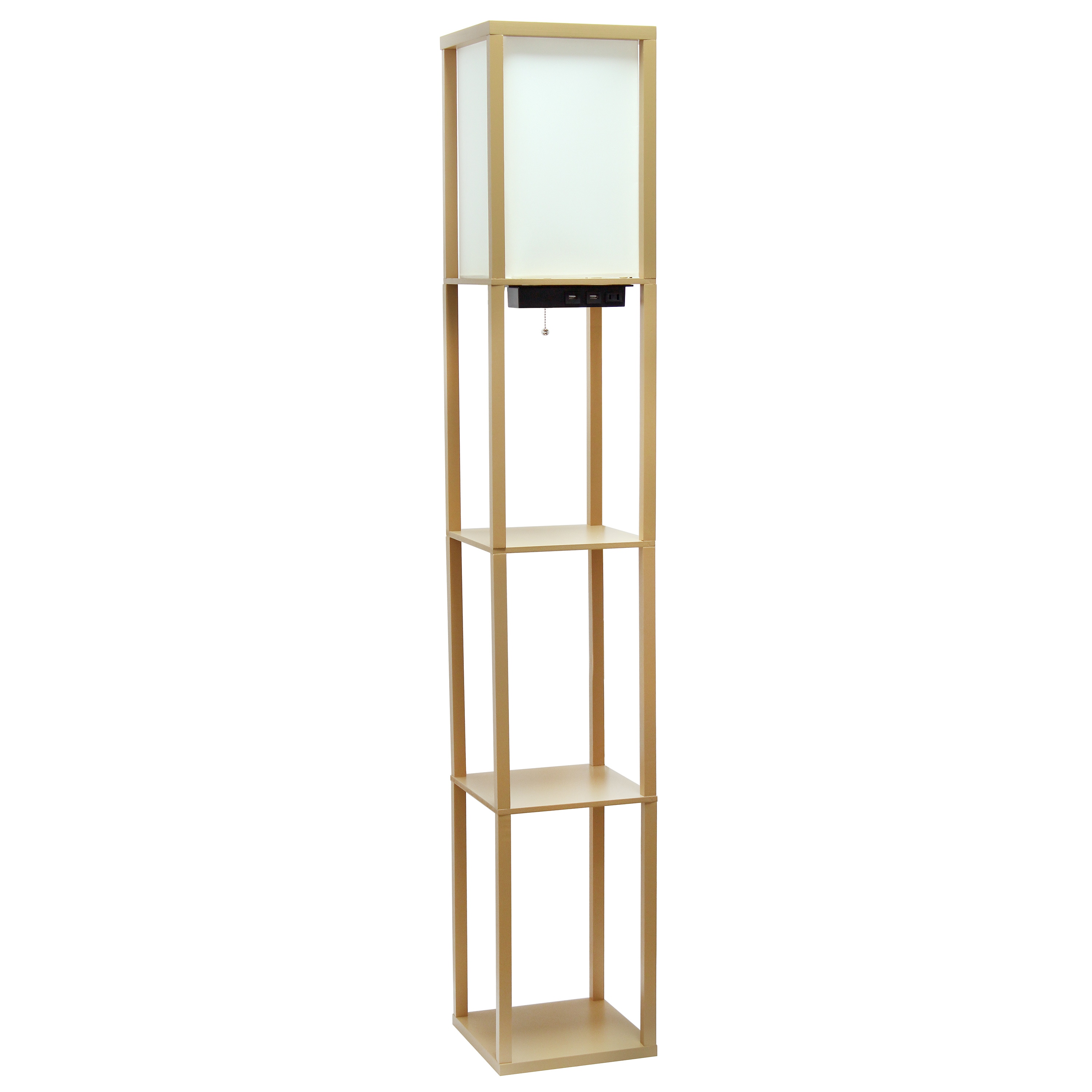 Simple Designs LF1037-TAN 62.50-in Tan Shelf Floor Lamp with Linen Shade