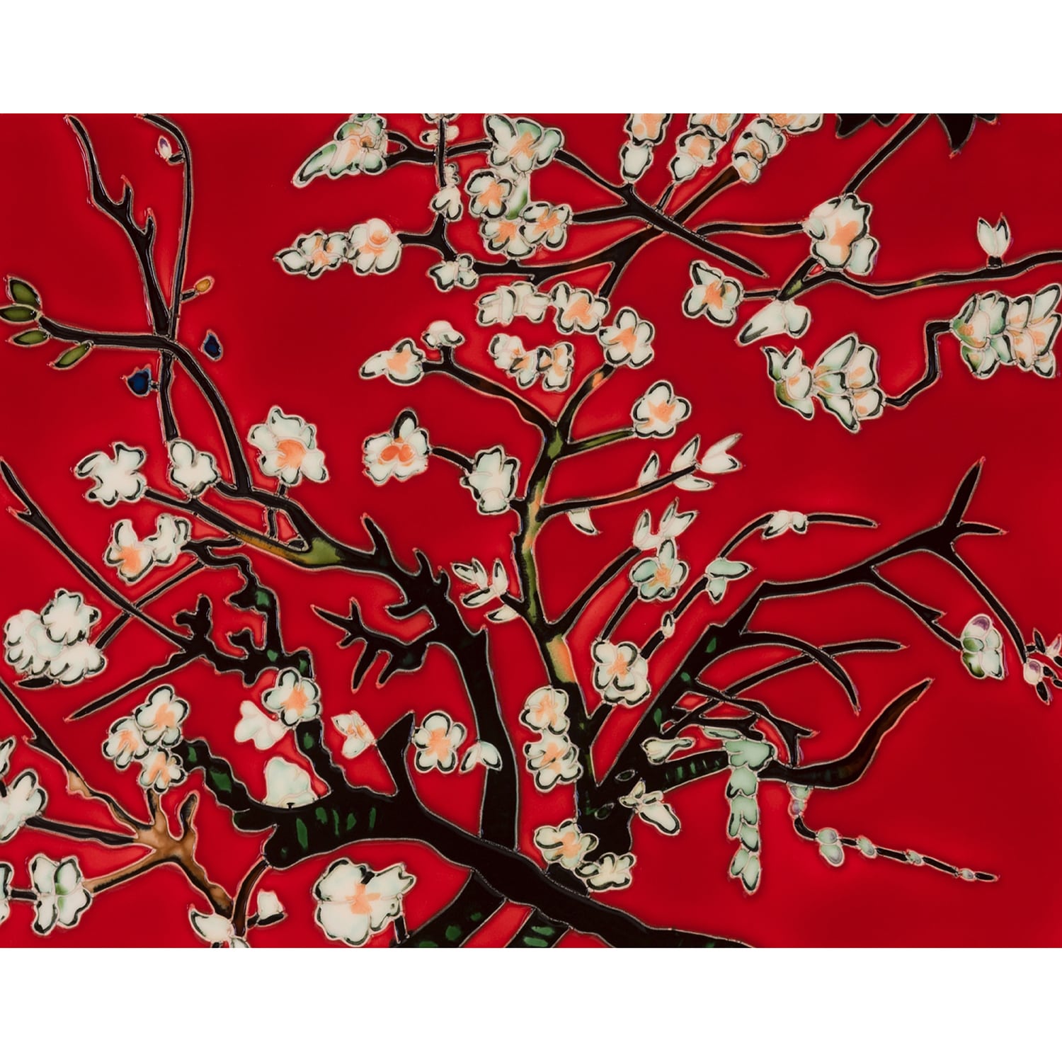 La Pastiche FTVG10911X14 Branches Of An Almond Tree In Blossom 14-Inches W x 11-Inches H Ceramic Still Life Abstract Wall accent