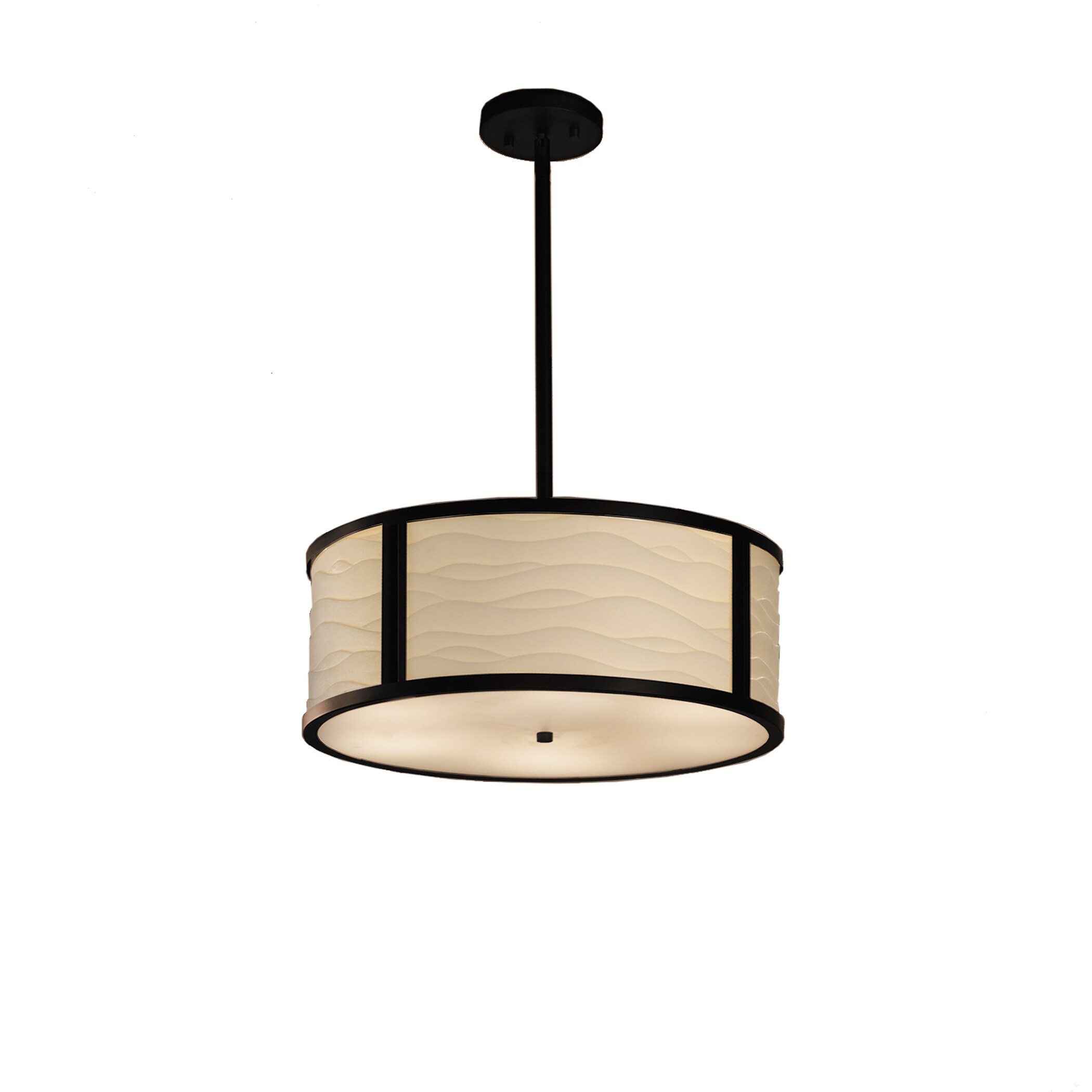 Faux Porcelain Shade with Waves Design Dark Bronze Finish LED Porcelina Aria 1-Light Intersecting Chandelier