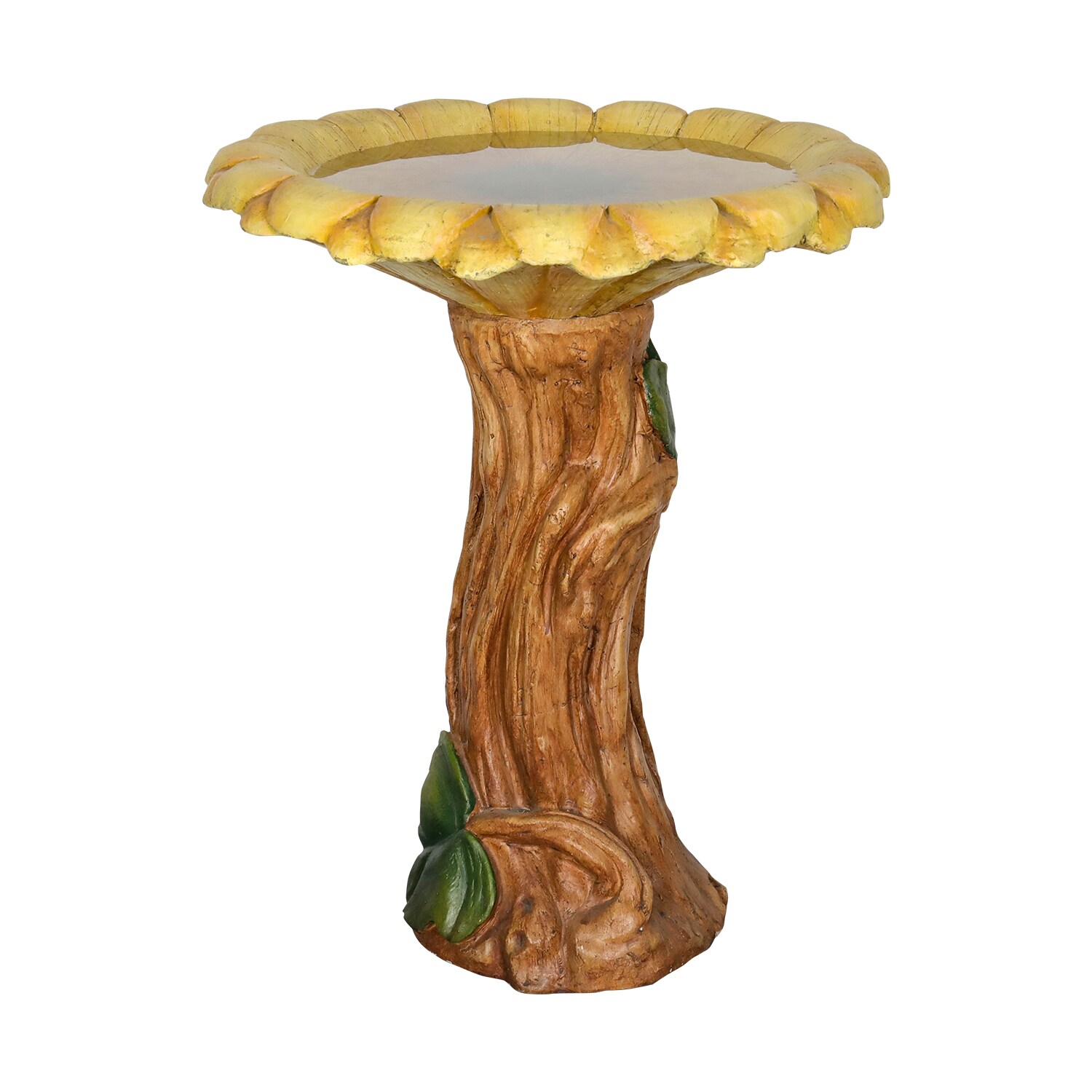 Watnature SJ30045 Sunflower Shape Outdoor Concrete Bird Bath 24.4-in H Multiple colors Concrete Birdbath bowl
