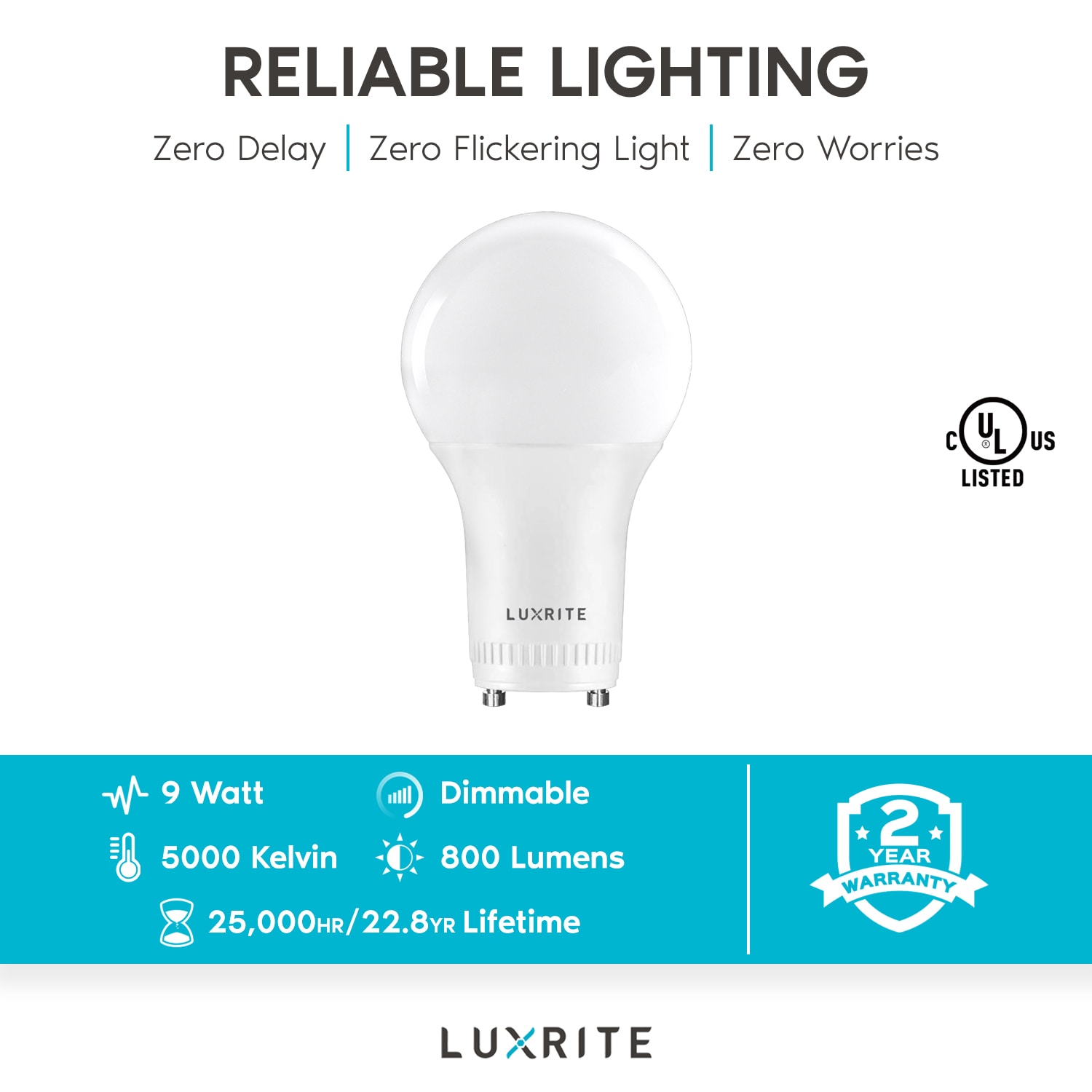 Luxrite 60 Watt Eq A19 Bright White Gu24 Pin Base Dimmable Led General