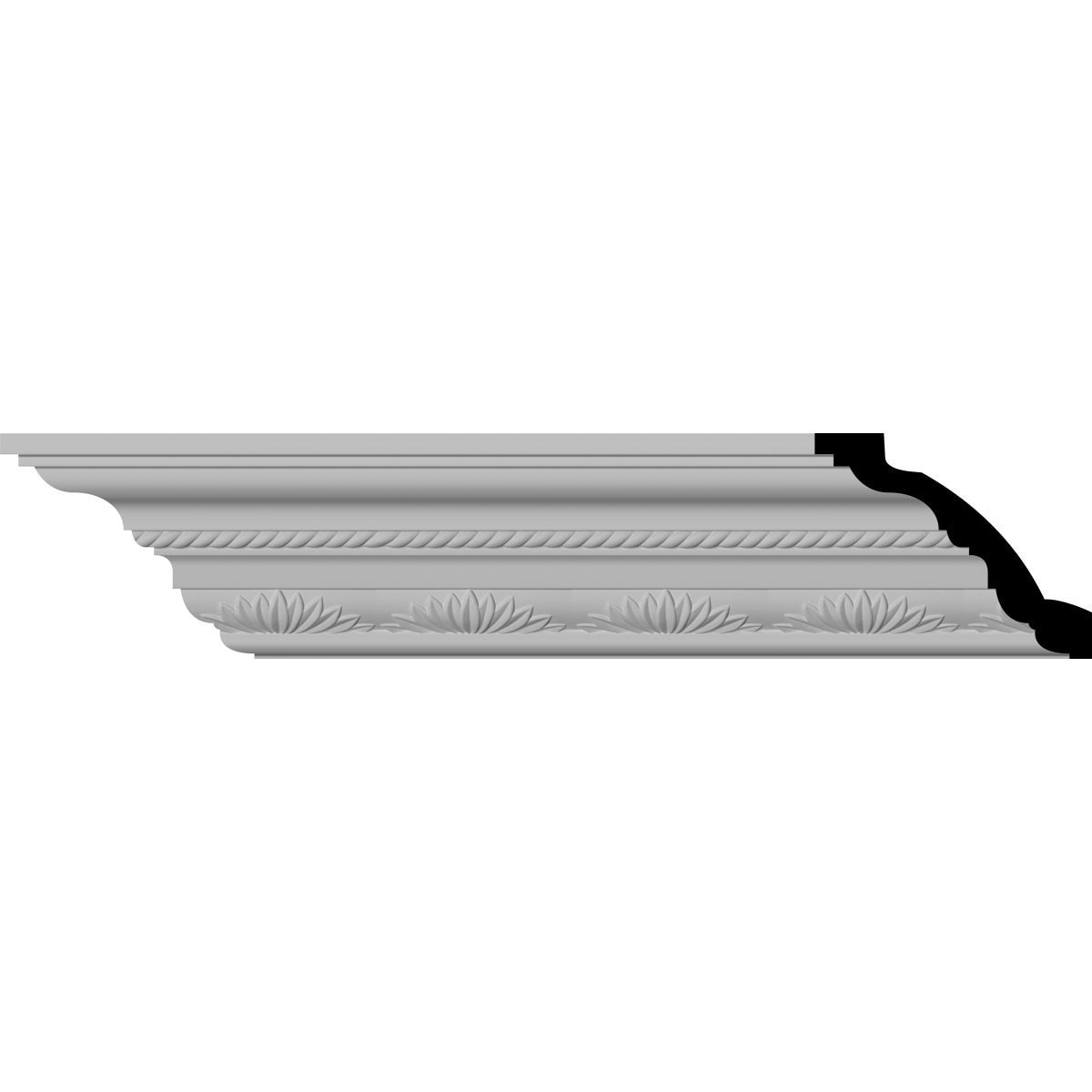 Ekena Millwork MLD03X04X05CH-CASE-2 Chesterfield Running Rope 3-7/8-in x 7-ft 10-1/2-in Primed Urethane MLD03X04X05CH-CASE-2 Crown Moulding 2 -Pack