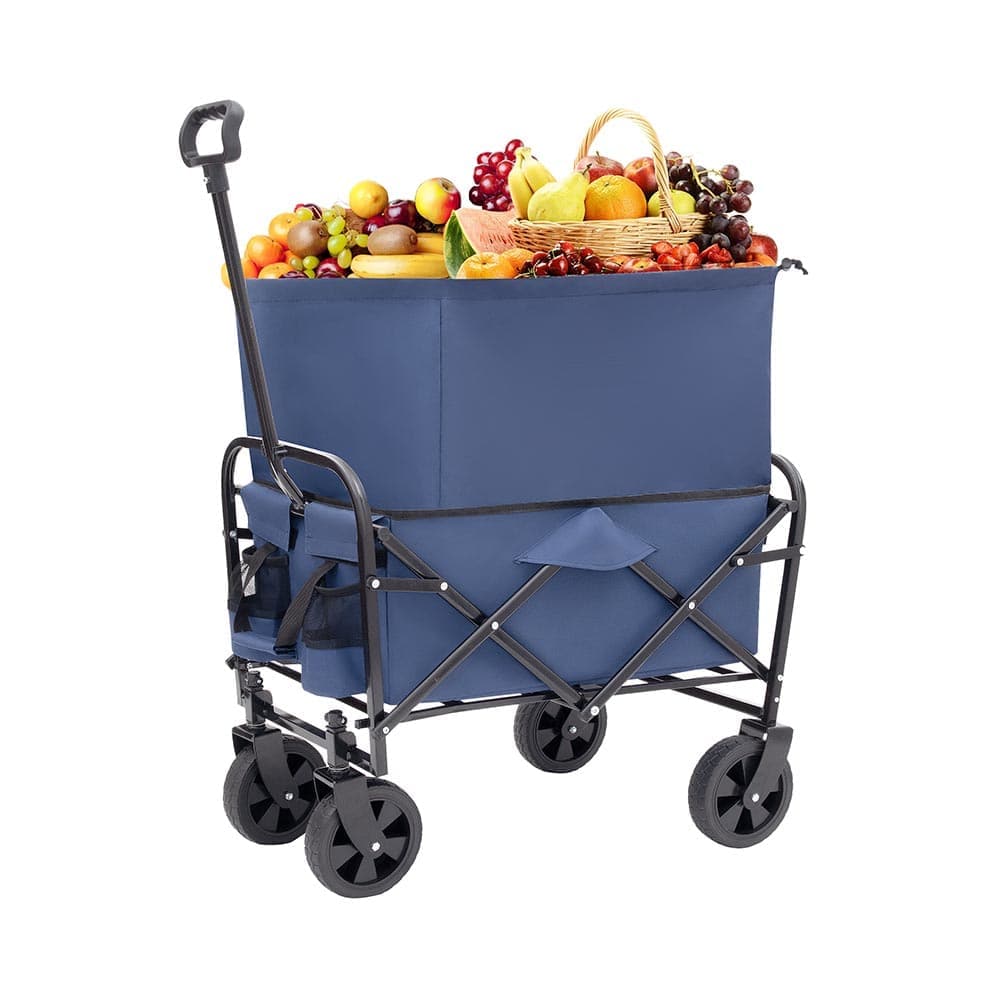 JUJABU CART-15 Dark Blue Extention Collapsible Foldable Wagon Cart with strapping system Beach for Camping Shopping