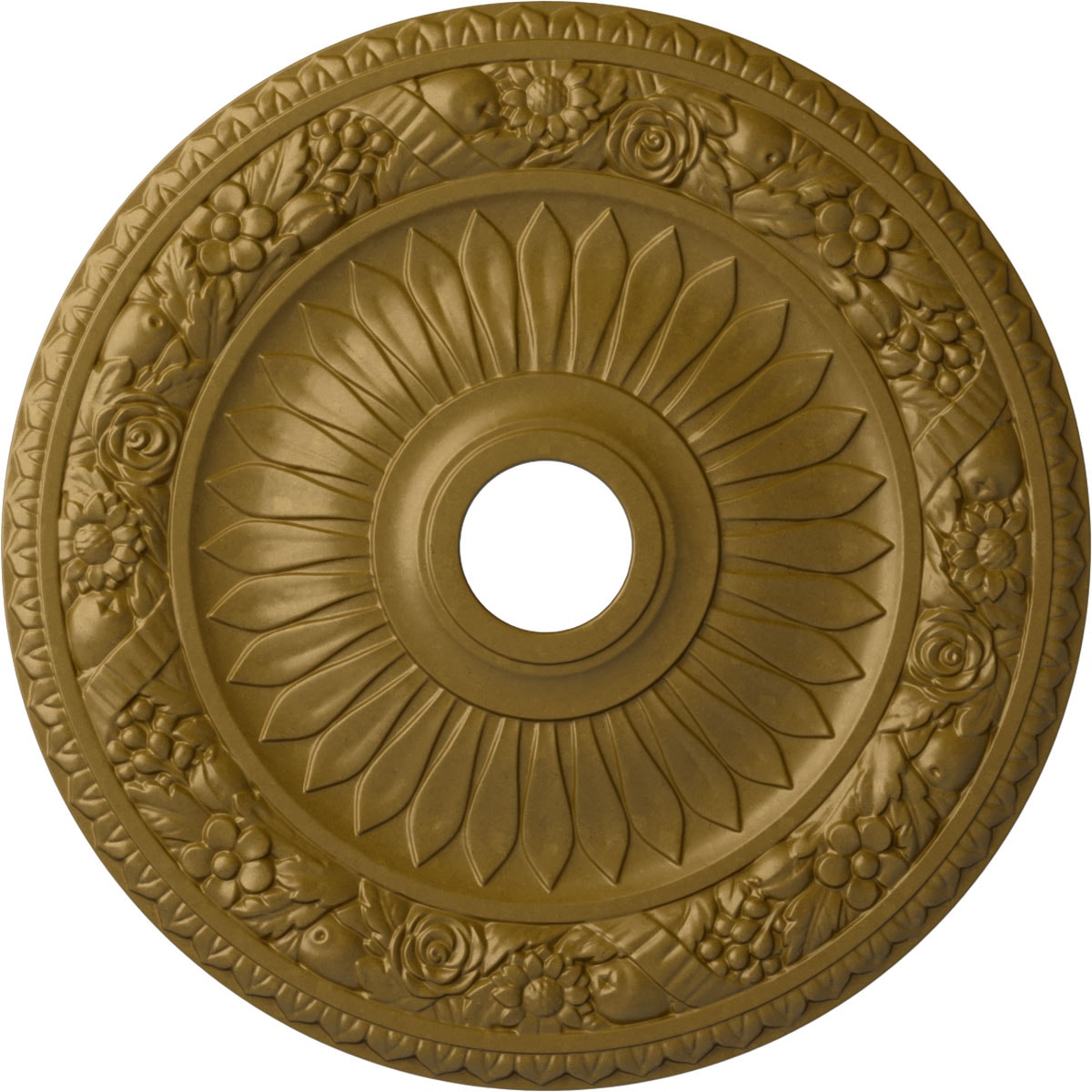 Ekena Millwork CM23BEGLS Bellona 23.625-in W x 23.625-in L Painted Gold Polyurethane Whole Ceiling Medallion