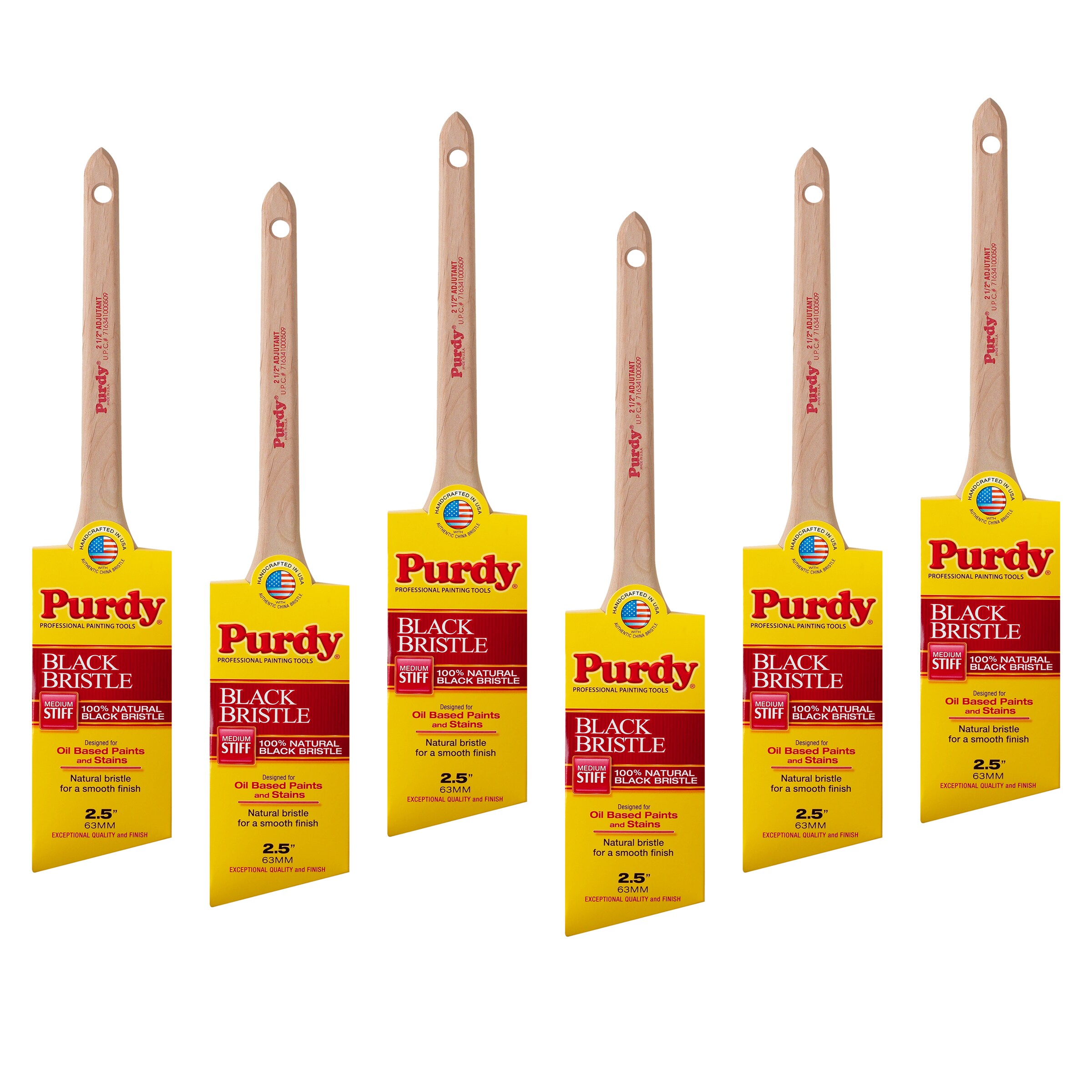 Purdy 144024025SOS Black Bristle 2-1/2-in Reusable Natural bristle Angle General purpose brush 6 -Pack