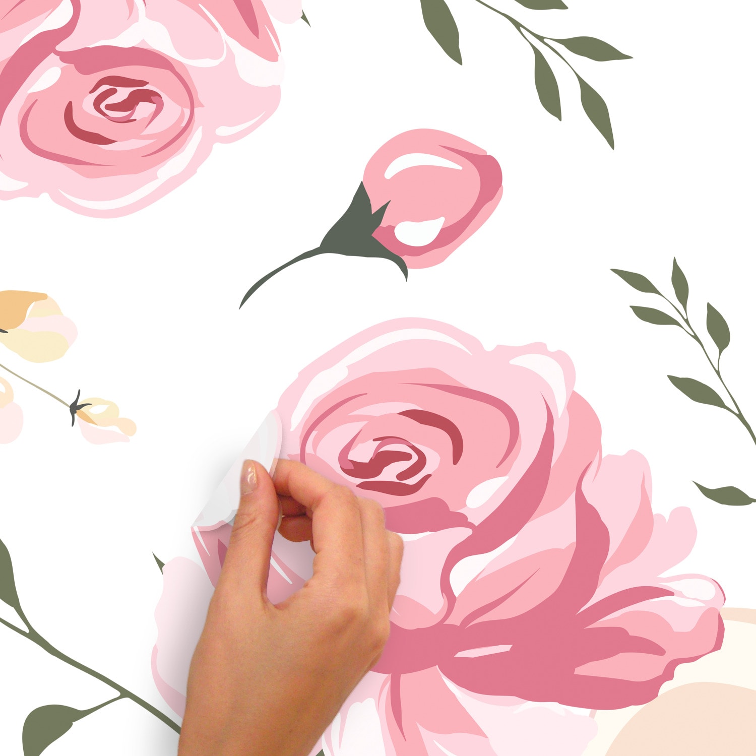 Pink and White Floral Peel and Stick Wall Decals