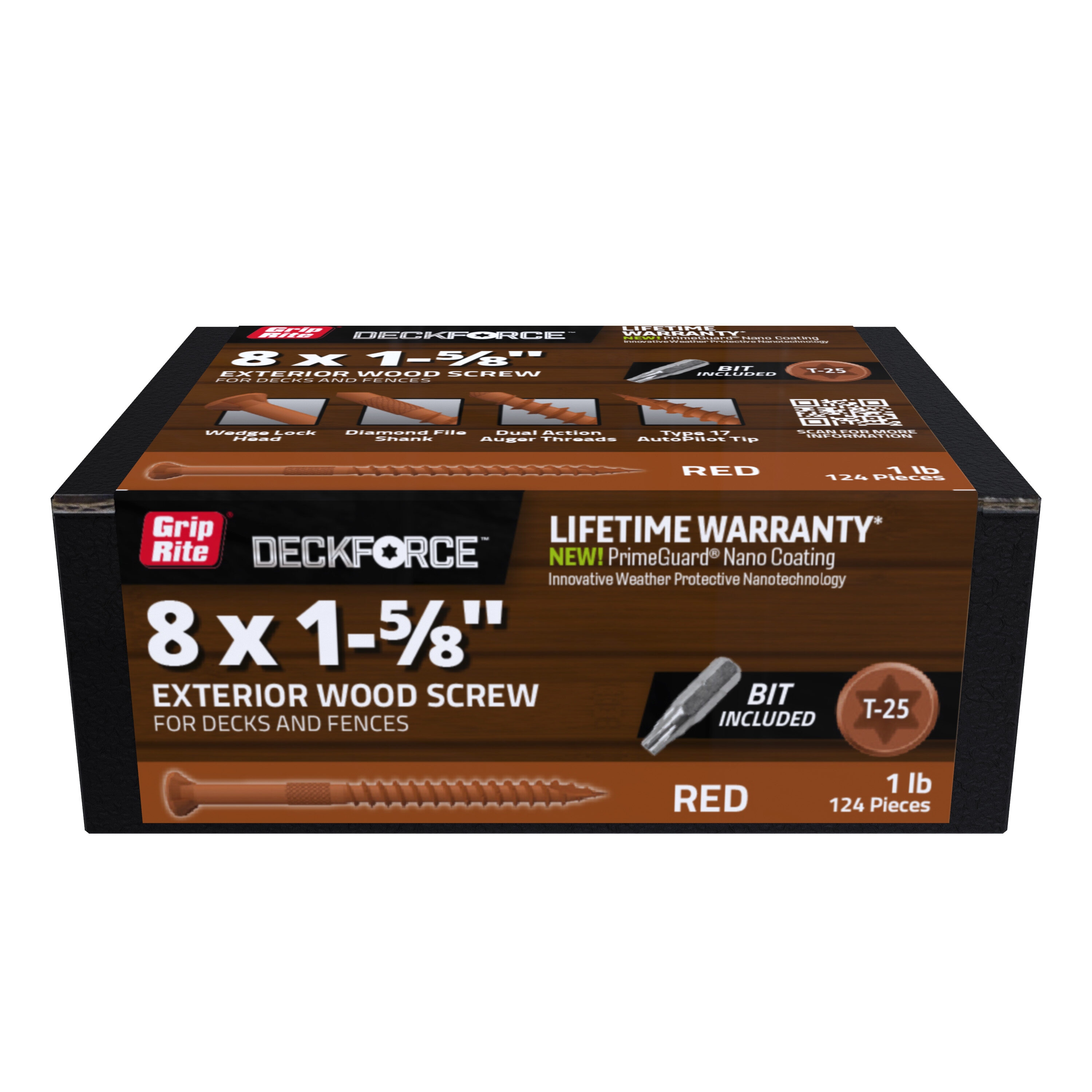 DeckForce by Grip Rite GRDF158STR1 #8 x 1-5/8-in Wood to wood Deck Screws ( 124 -Per Box )