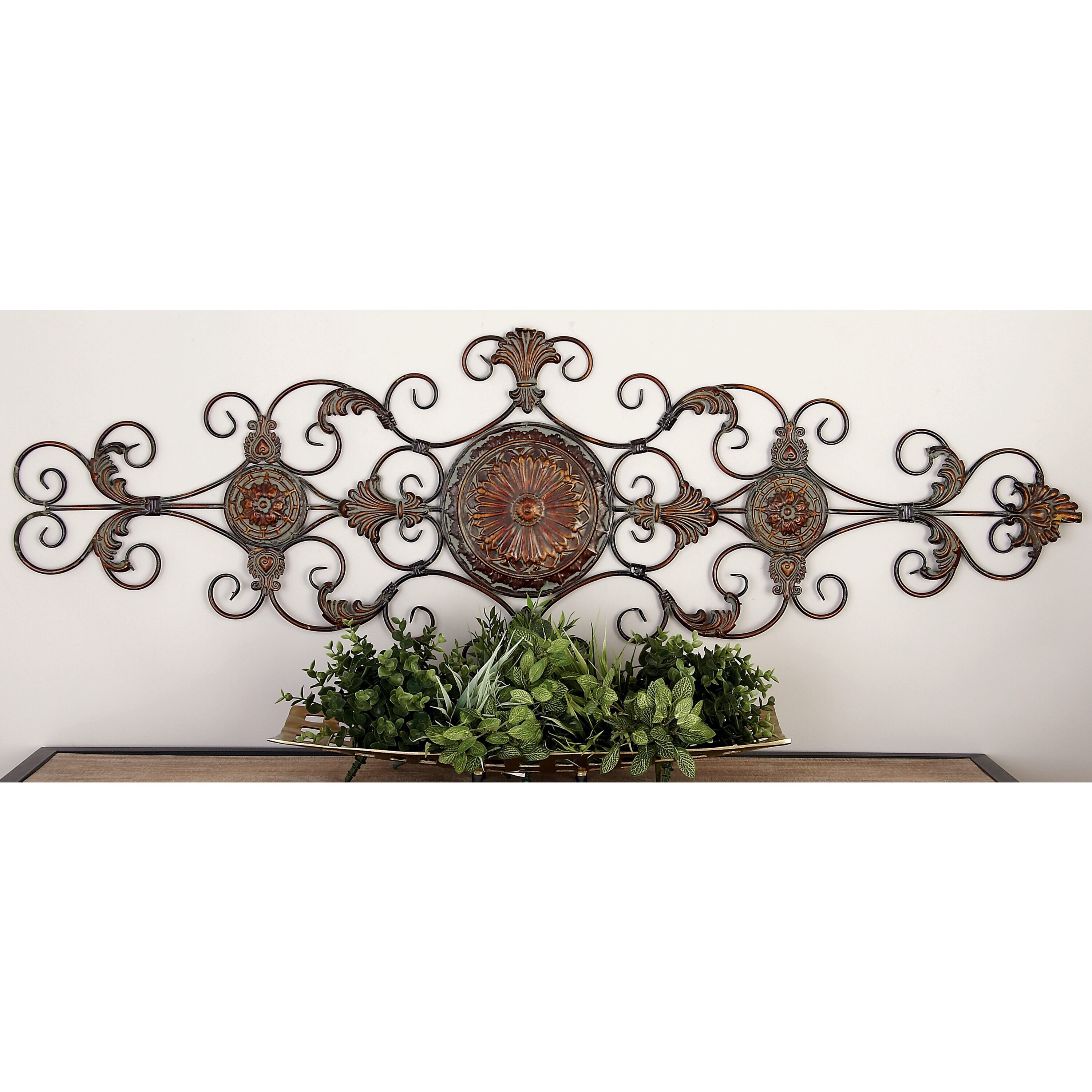 Grayson Lane 18-in W x 53-in H Metal Scroll Floral Wall Accent in