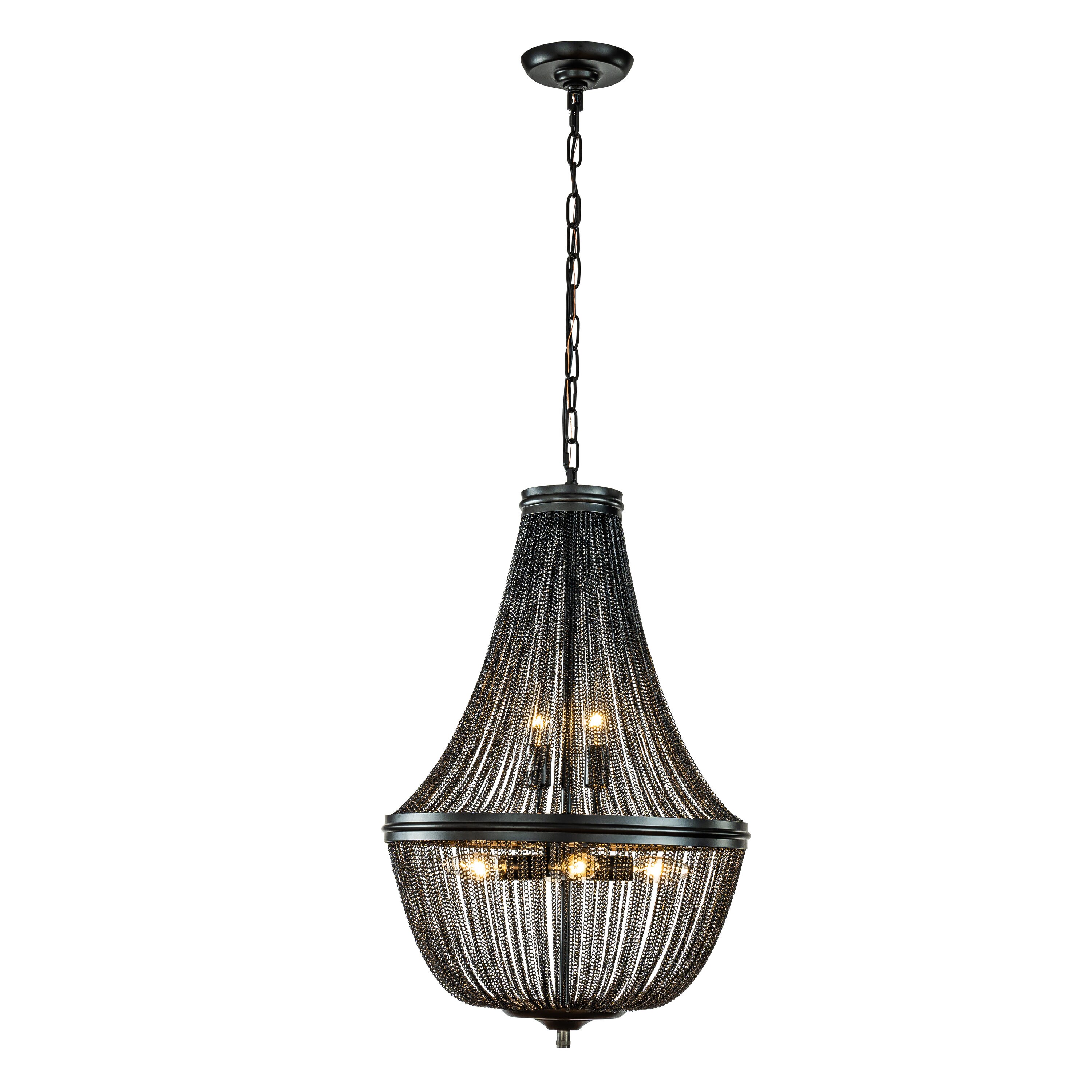 AloaDecor Lighting 6-Light Matte Black Industrial Led Cage Chandelier ...