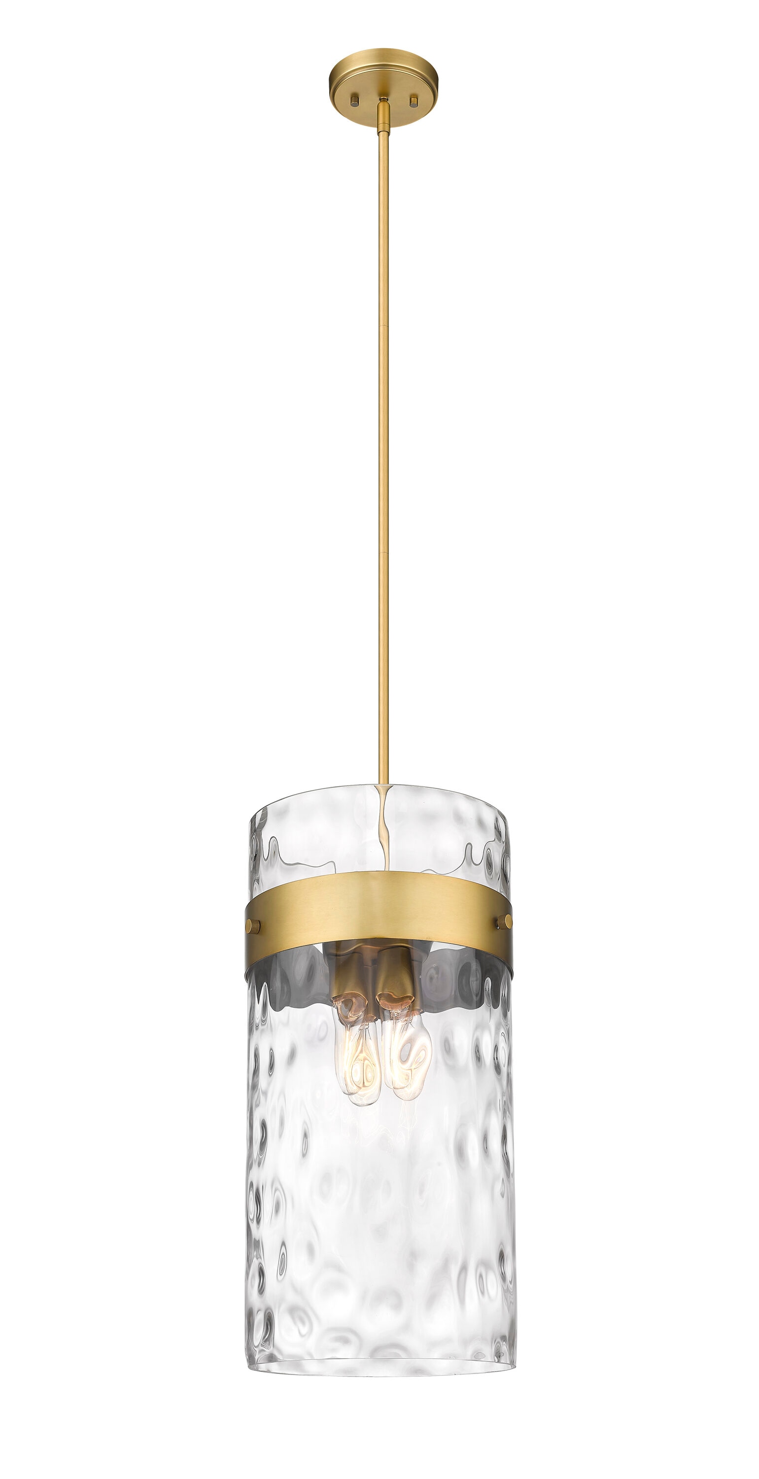 Fontaine Transitional Indoor/Outdoor Rubbed Brass and Glass Pendant