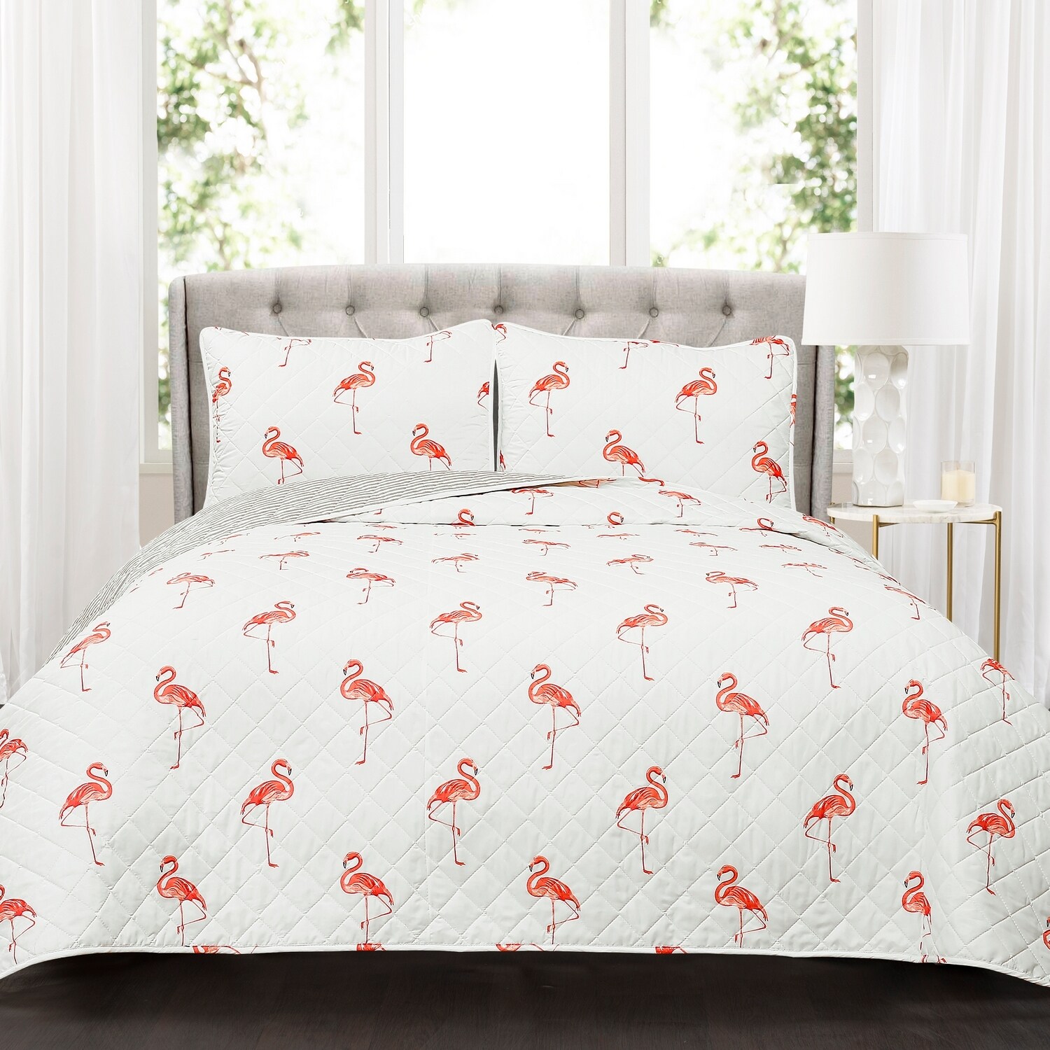 Lush Decor 16T002526 Coral Animal Reversible King Quilt Cotton