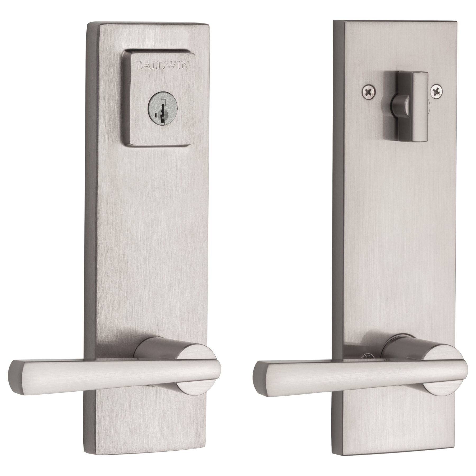 Baldwin Prestige Series Spyglass Satin Nickel Single-Cylinder Deadbolt Keyed Entry Door Handleset with Spyglass Lever and Smartkey 183SPEXSPL SQR 15 Sansujyuku sansujyuku.com