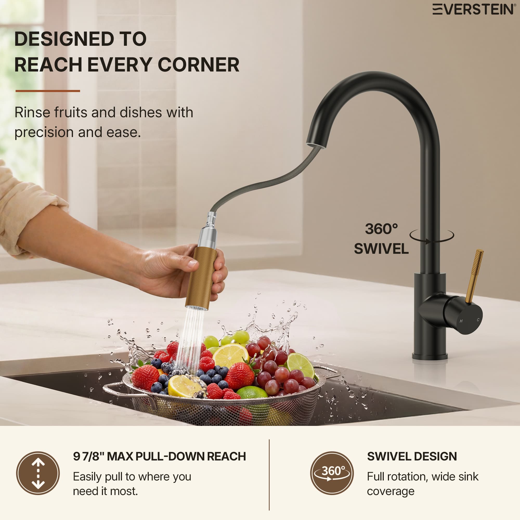 EVERSTEIN SFS-1176-BK-GD Kitchen-Faucets - View #3
