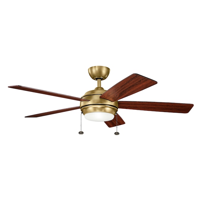 Kichler Starkk 52 In Natural Brass Indoor Ceiling Fan With Light 5 Blade The Fans Department At Com - Kichler Rustic Ceiling Fans With Lights