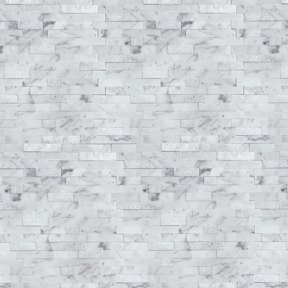 Peel&Stick Mosaics PSSC Stacked Carrara 12-in x 12-in Multi-finish Natural stone Marble look Linear Mosaic Wall Tile ( 0.879-sq ft Piece )