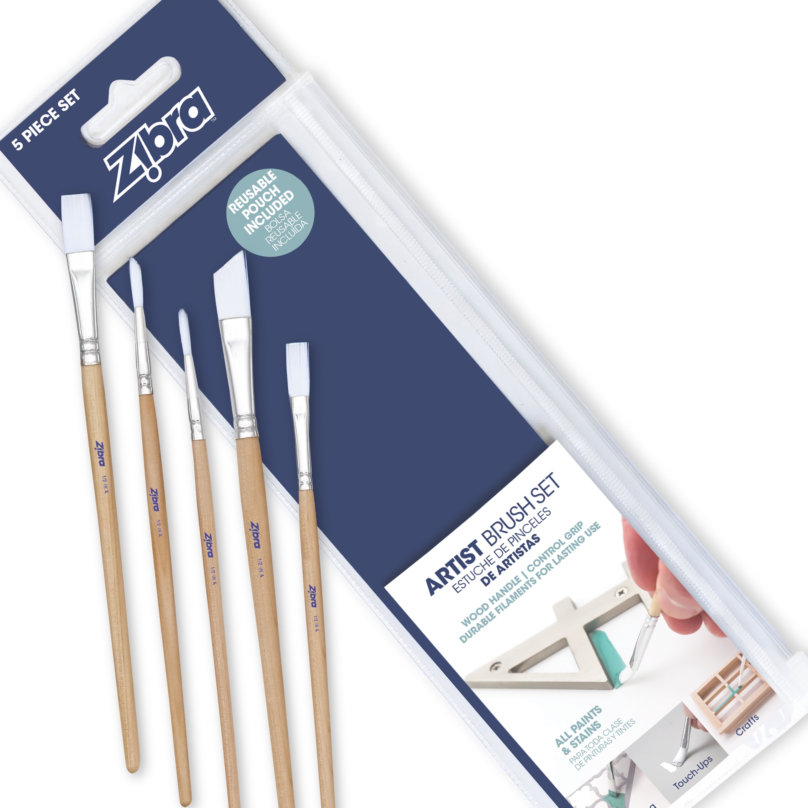 Zibra SET5ARTS Small Multiple Sizes Reusable Polyester Assorted Art brush