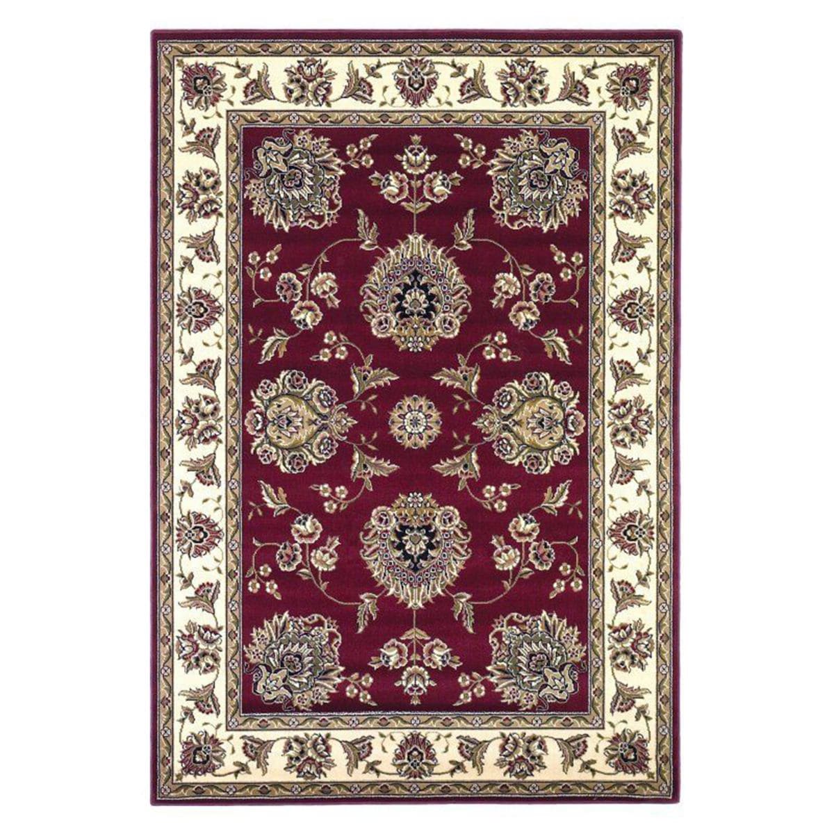 HomeRoots 352833 Bernadette 7 x 7 (ft) Rag Polypropylene Red ivory Square Indoor Border Vacuum regularly Area rug