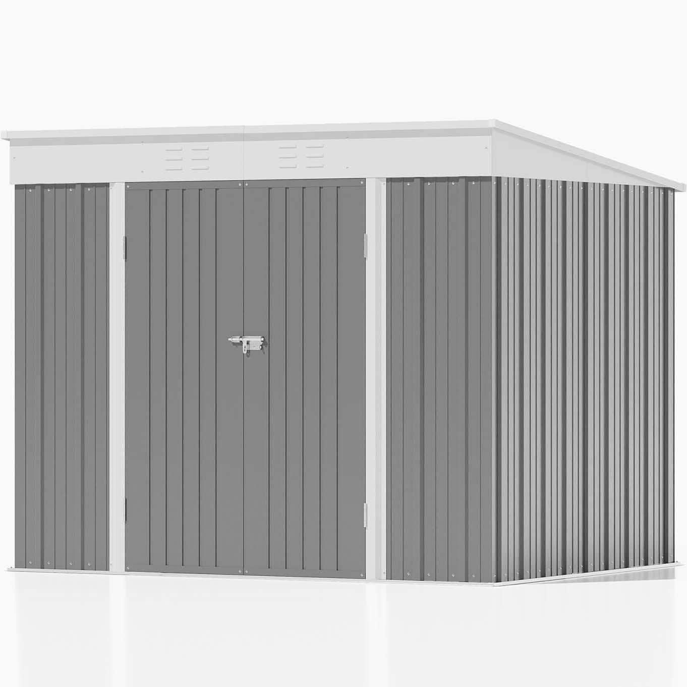 8-ft x 6-ft Galvanized Steel Storage Shed in Gray | - Patiowell WES-PS23-0288A-4