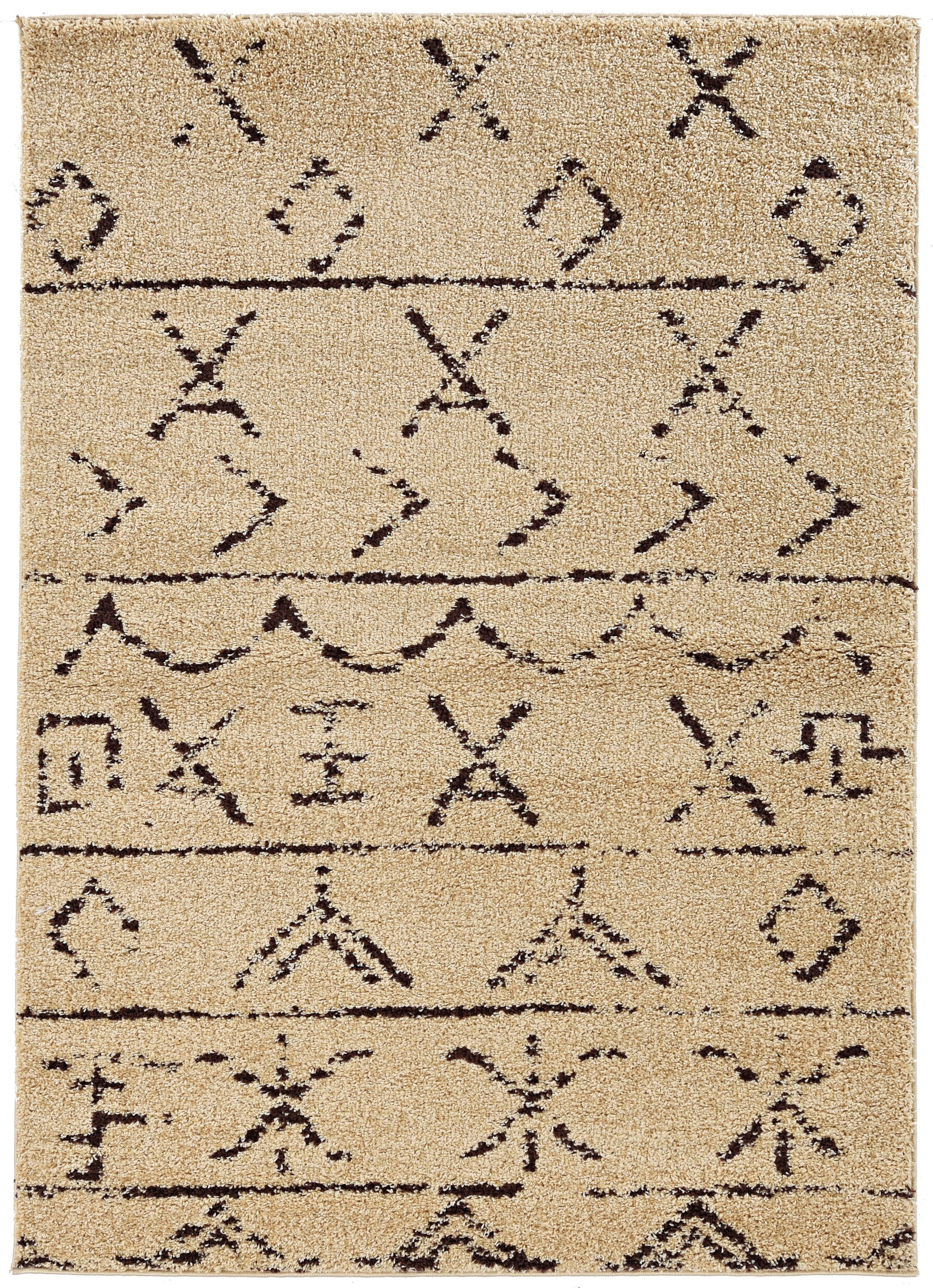 Linon RUGMC0957 Moroccan 5 x 7 (ft) Loomed Polypropylene Atlas camel/brown Rectangular Indoor Geometric Area rug