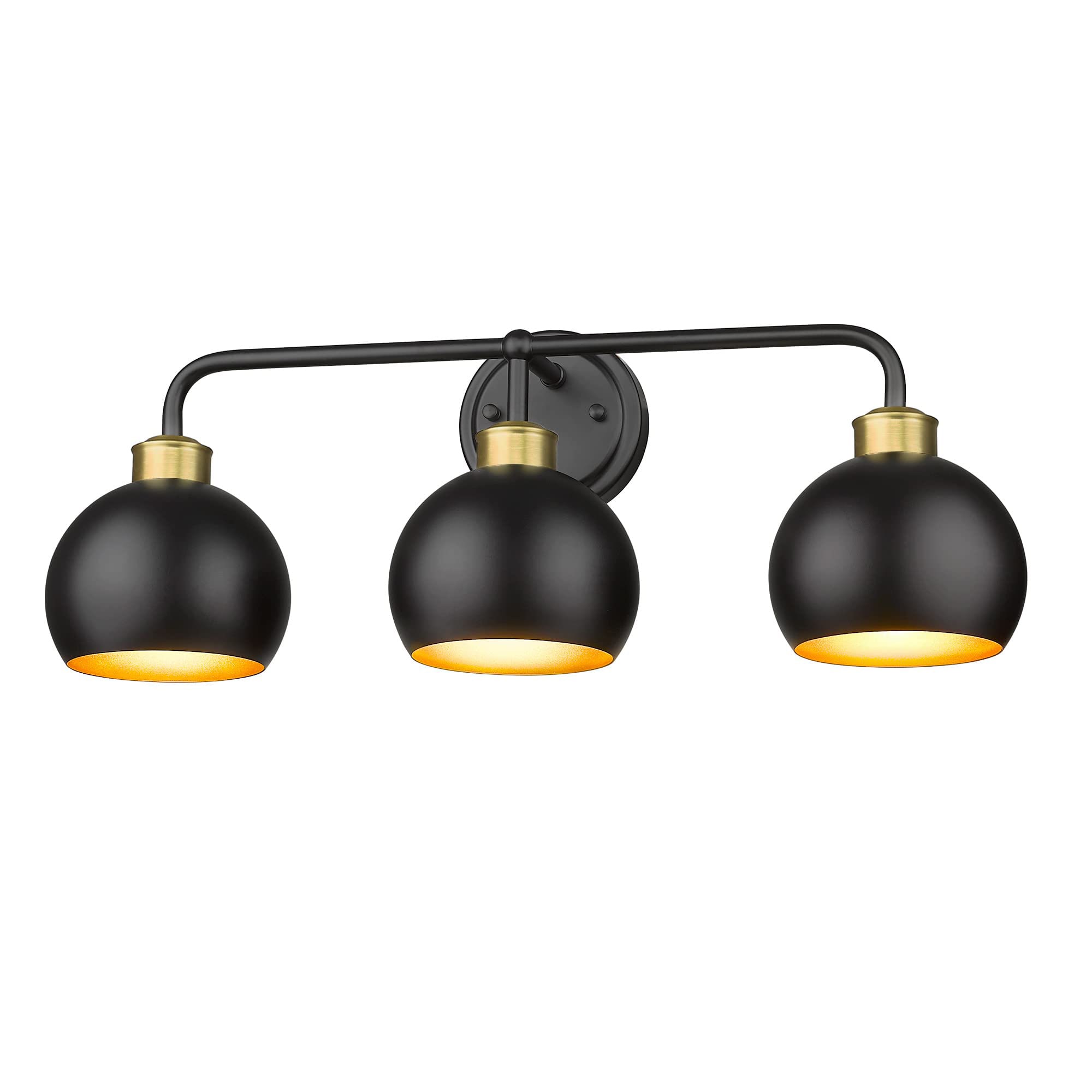 LTMATE LSV9026-3 BK+BR JAZAVA 24-in 3 -Light Matte Black Modern/contemporary Vanity light