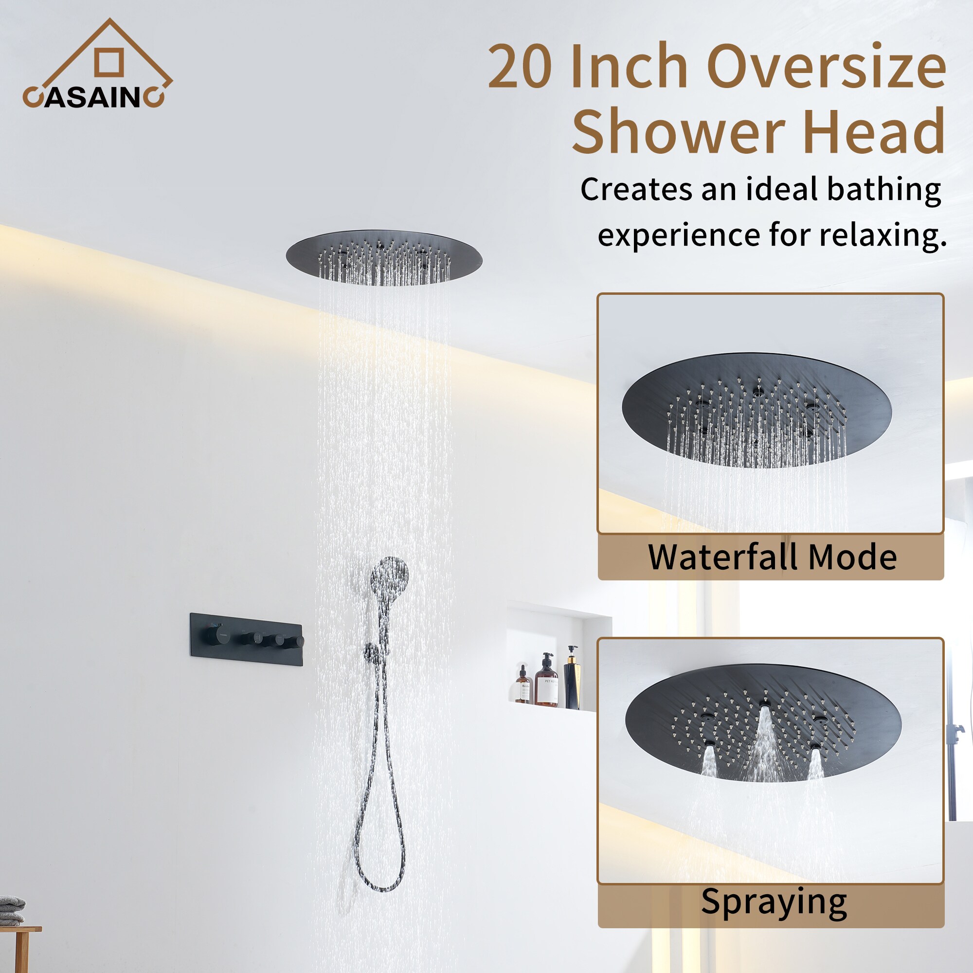 Matte Black Stainless Steel Rain and Pulse Shower System
