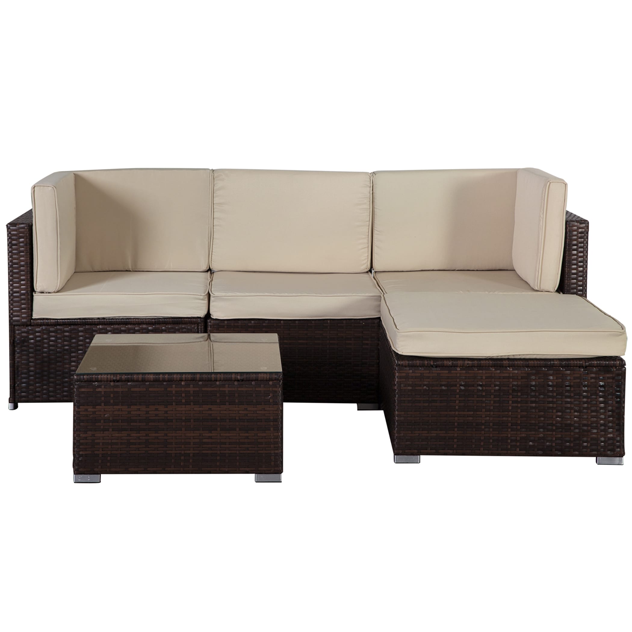 FOREST HOME 4-Piece Wicker Patio Conversation Set with Off-white ...