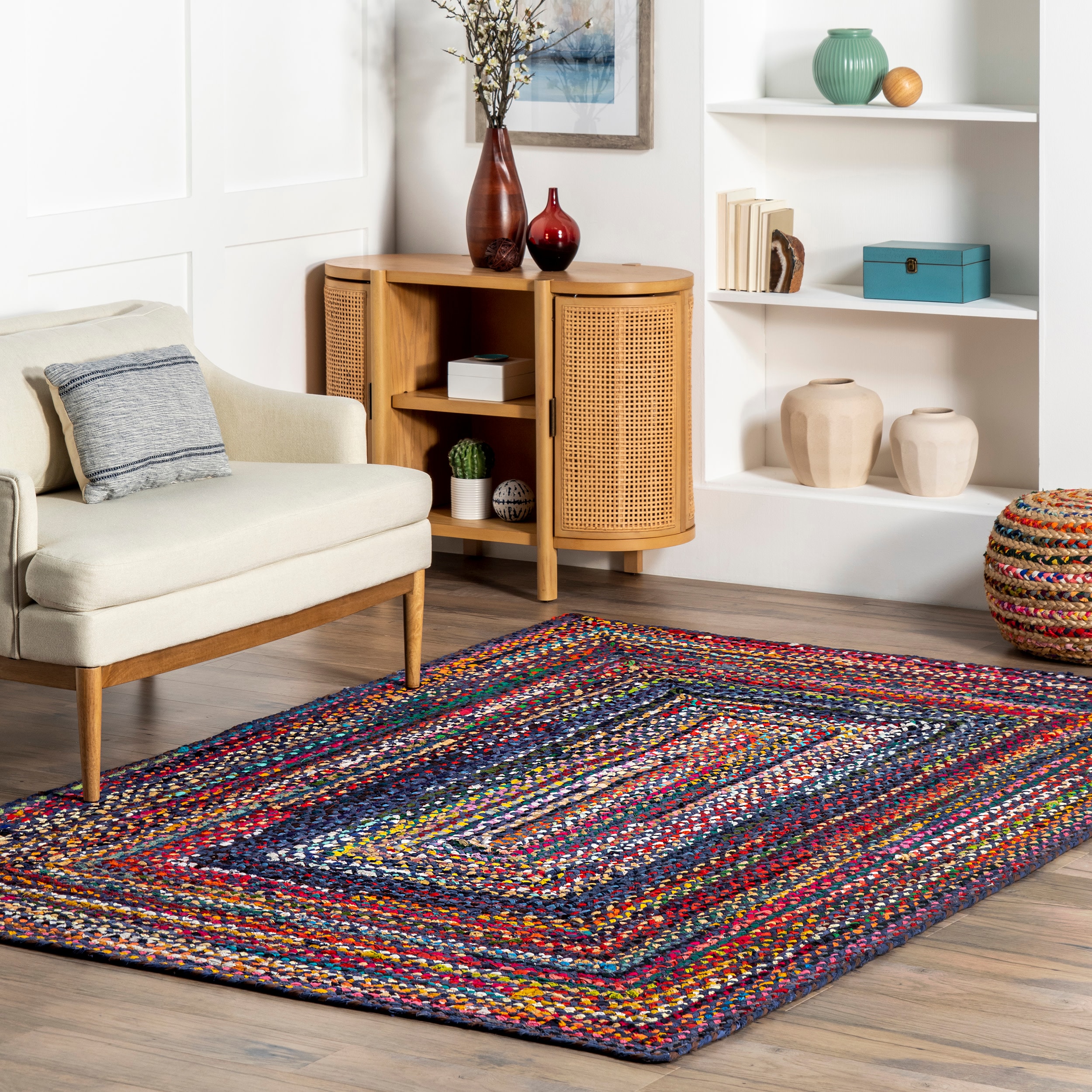 Braided RAG RUG 2 X 14 Ft Chindi Area RUG for Living Room Indoor Rugs