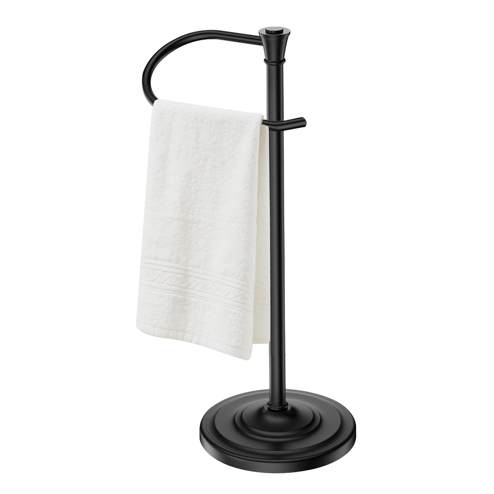 Aoibox  16 in Free Standing Weighted Base Stainless Steel Countertop Freestanding Hand Towel Bar in Matte Black