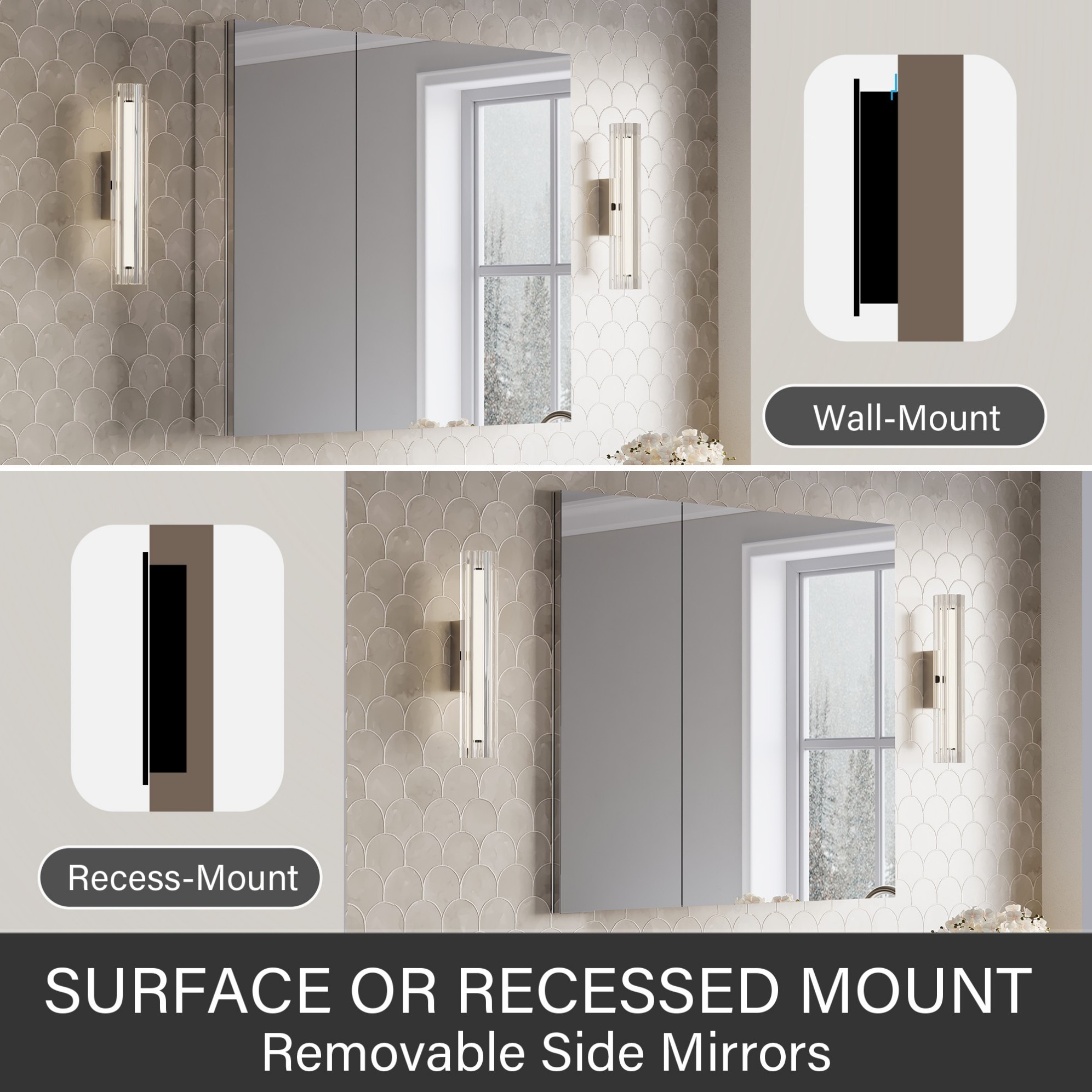 WELLFOR JRA12R24L32 Bathroom-Medicine-Cabinets - View #3