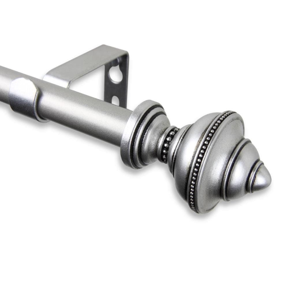 Hart & Harlow L5708-845 5/8-in Lina 84-in to 120-in Satin nickel Steel Single curtain rod with Finials
