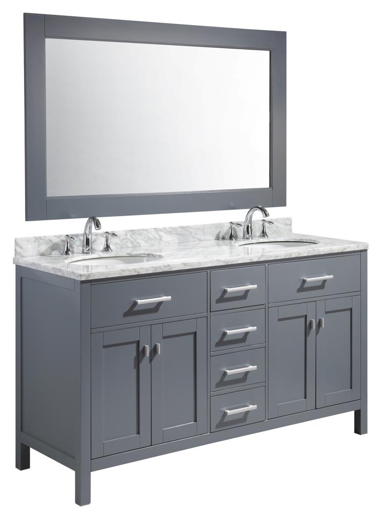 Design Element London 61-in Gray Undermount Double Sink Bathroom Vanity ...