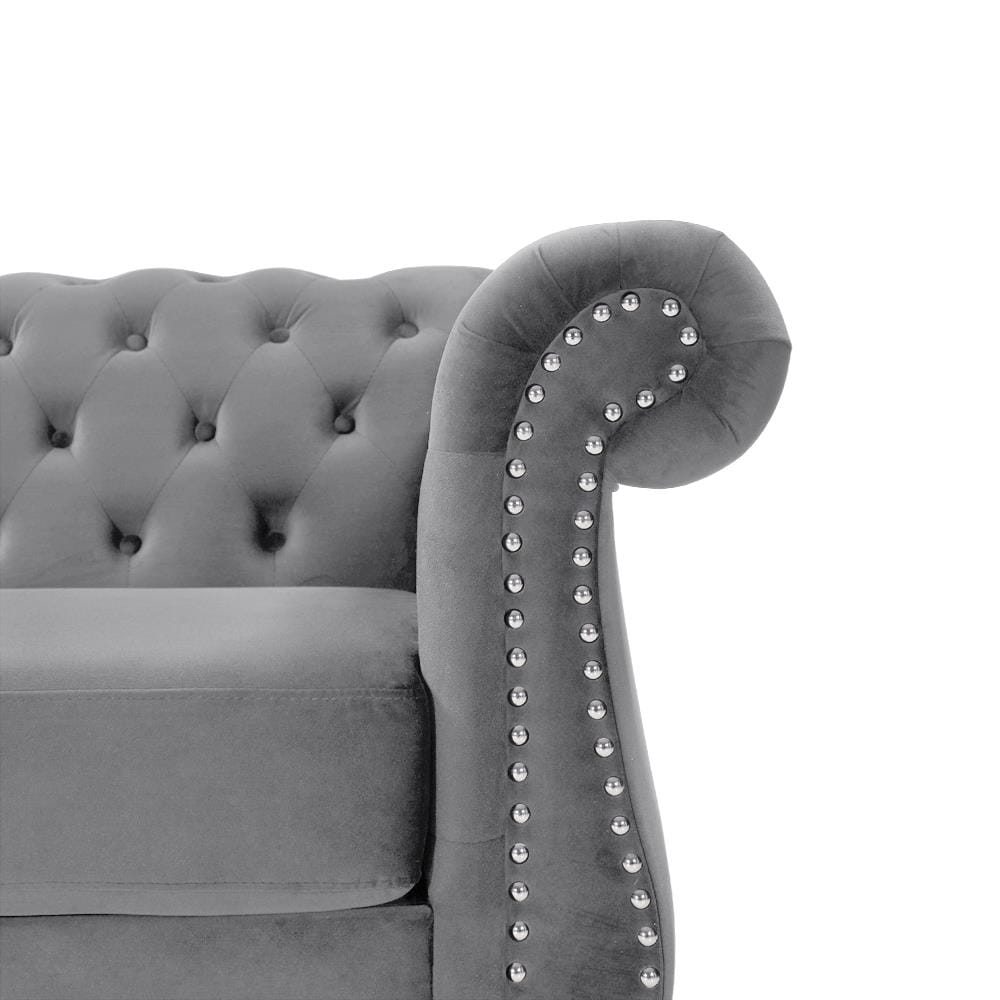 SLEEK CHARCOAL GRAY MICRO VELVET SOFA & LOVE SEAT LIVING ROOM FURNITUR –  Thom's Furniture Treasures