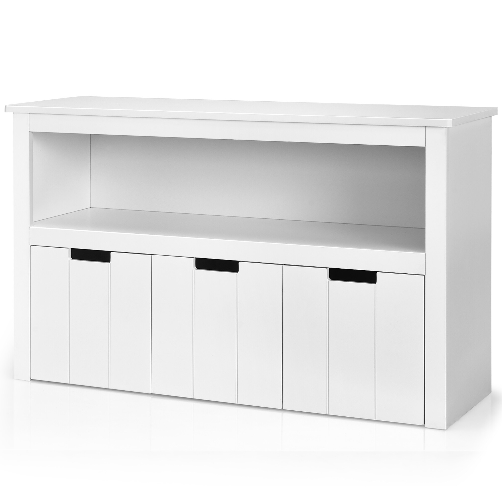 White Kids' Toy Storage Cabinet with 3 Drawers and Wheels