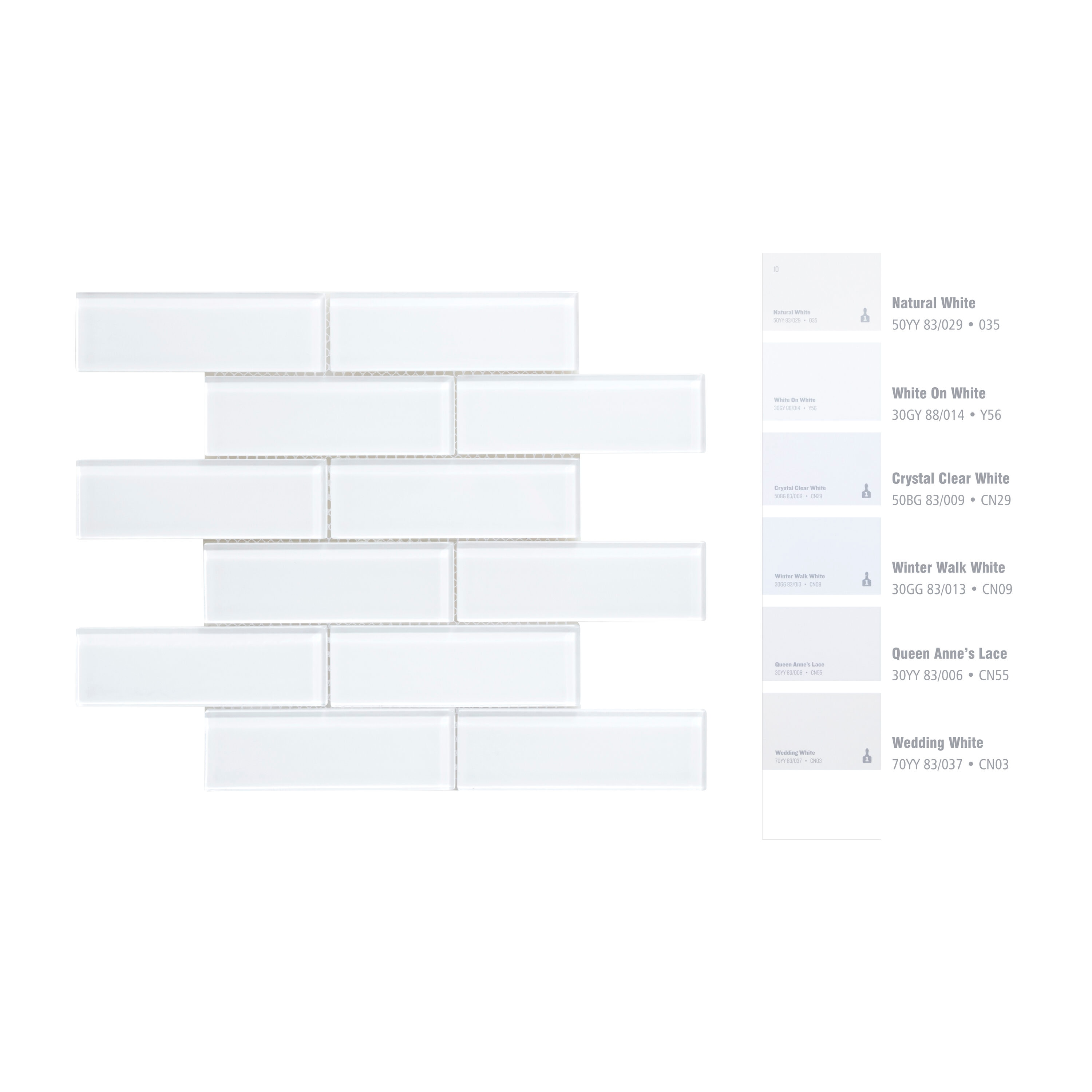 WS Tiles - Premium White 2 in. x 6 in. Glass Subway 12 in. x 12 in. Mesh-Backed Wall Tile (5 sq. ft. / Case)