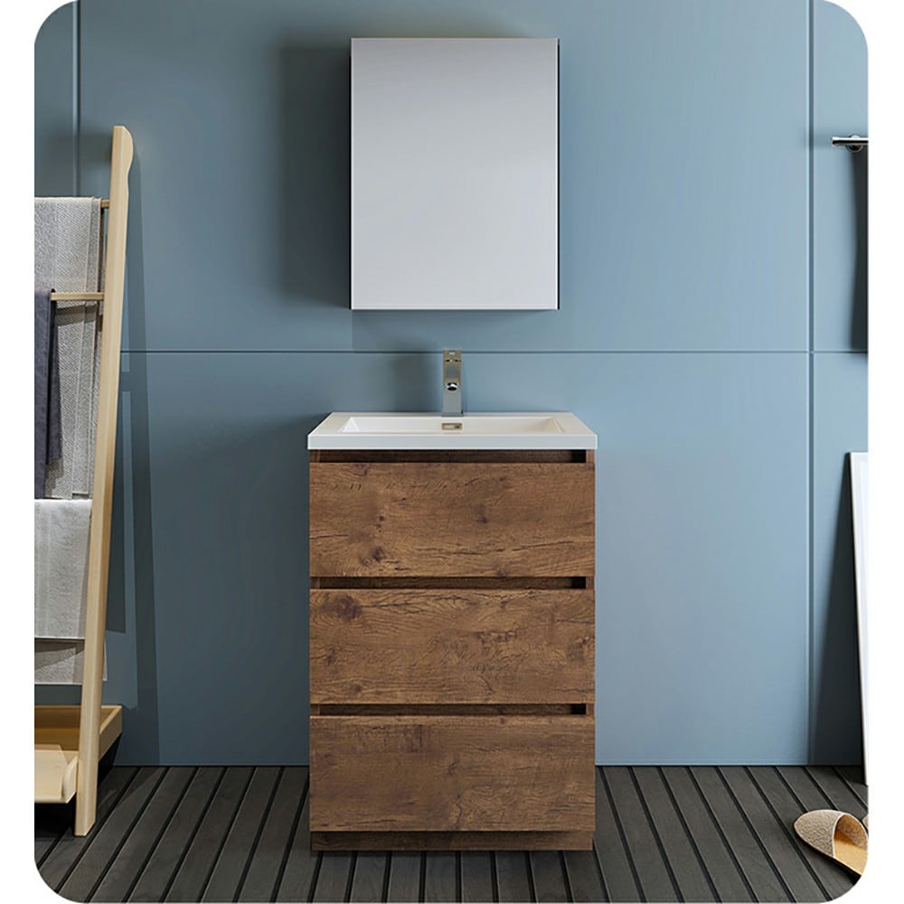Lazzaro 24" Rosewood Free Standing Single Basin Vanity with Acrylic Top