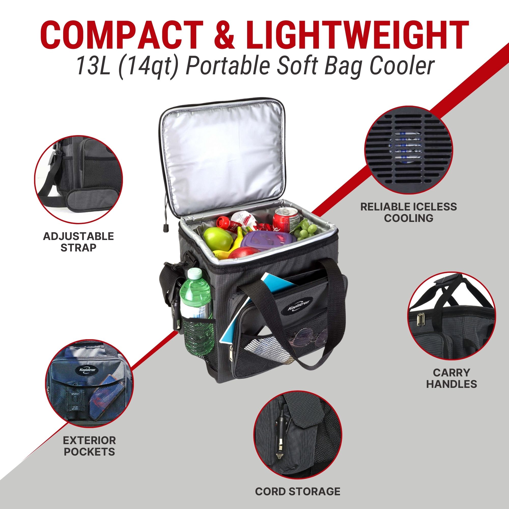 Koolatron Black 14-Quart Insulated Bag Cooler in the Portable Coolers  department at