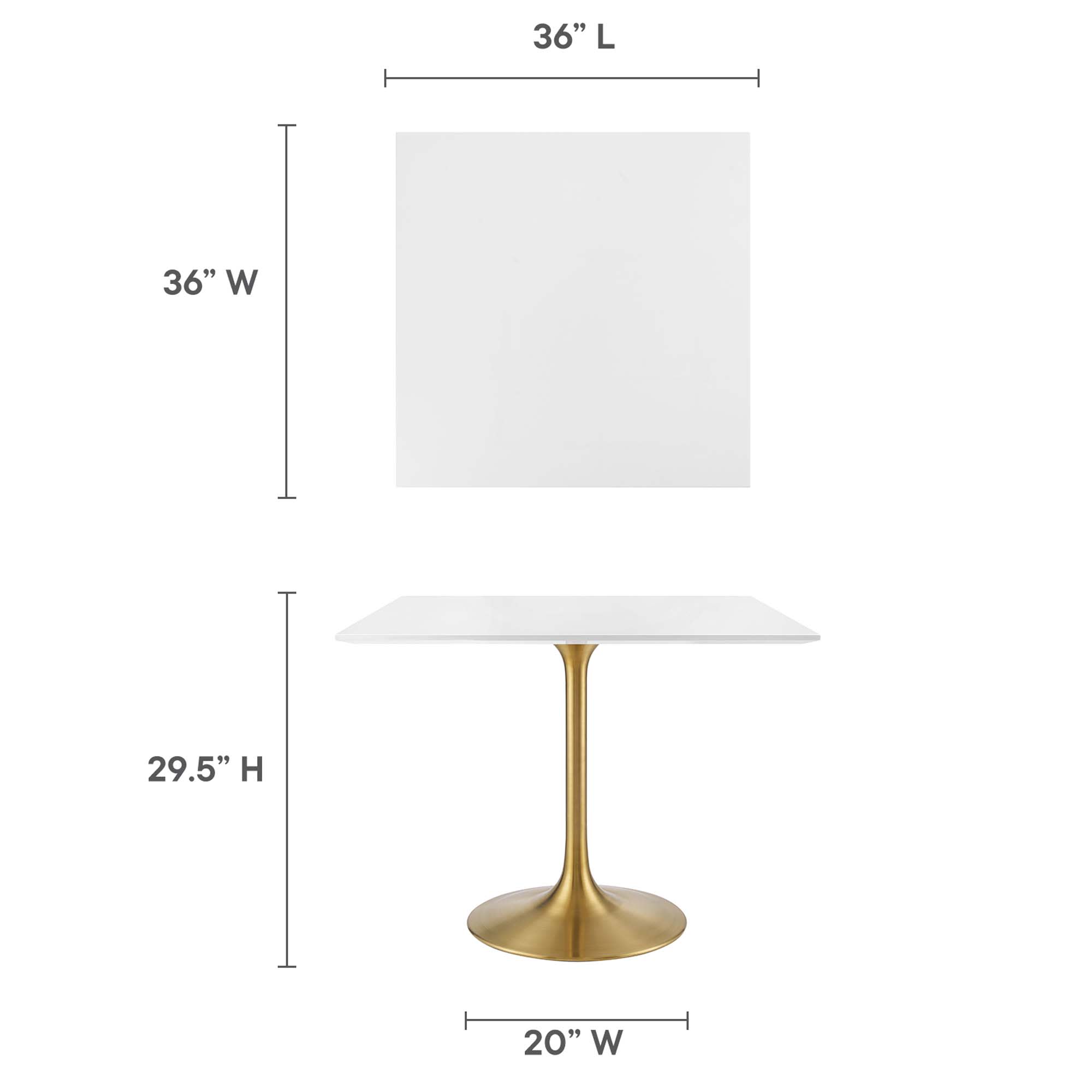 Modway EEI-3212-GLD-WHI Dining-Tables - View #3