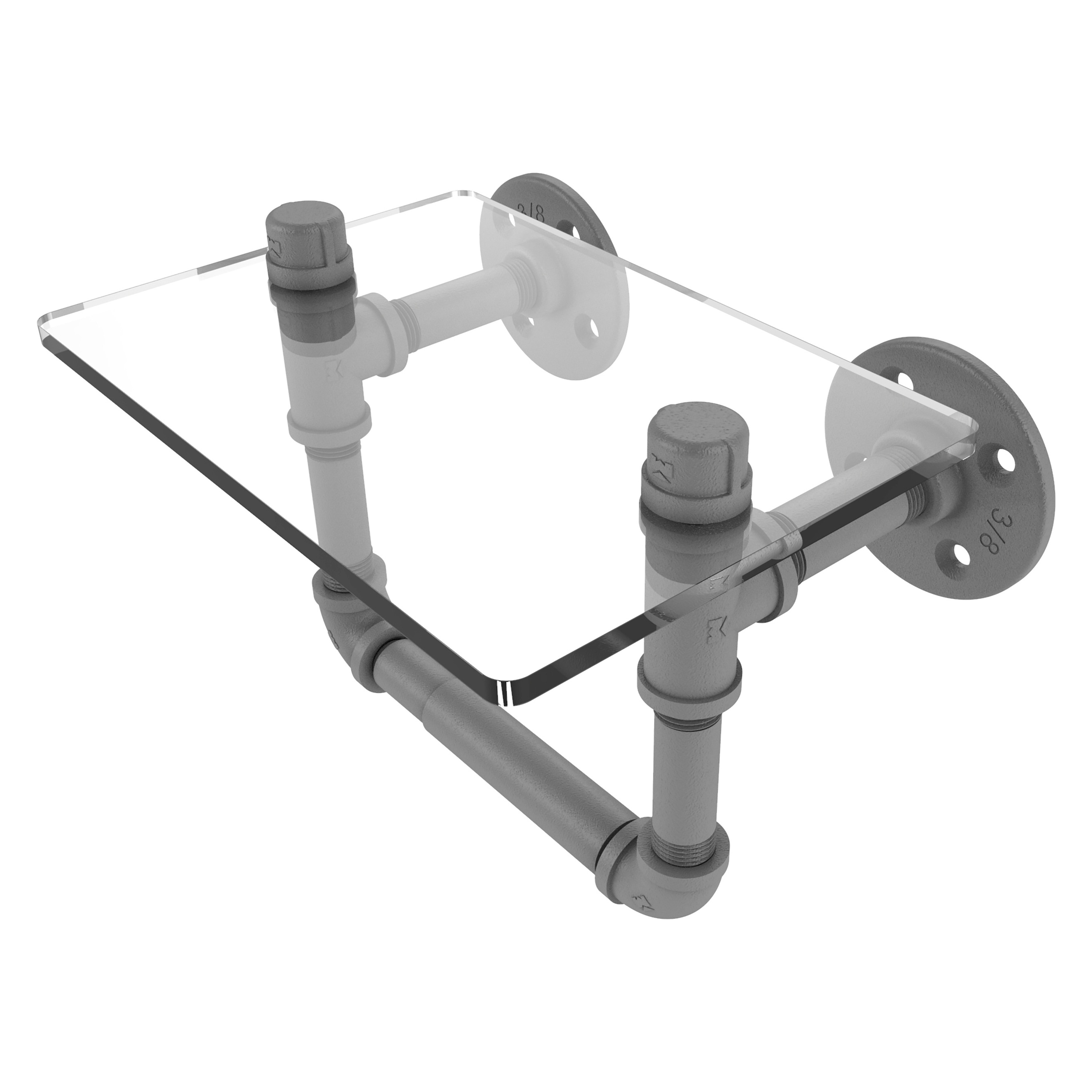 Allied Brass P-130-TPGS-GYM Pipeline Matte Gray Wall mount Double post Toilet Paper Holder 1 -Rolls with Storage