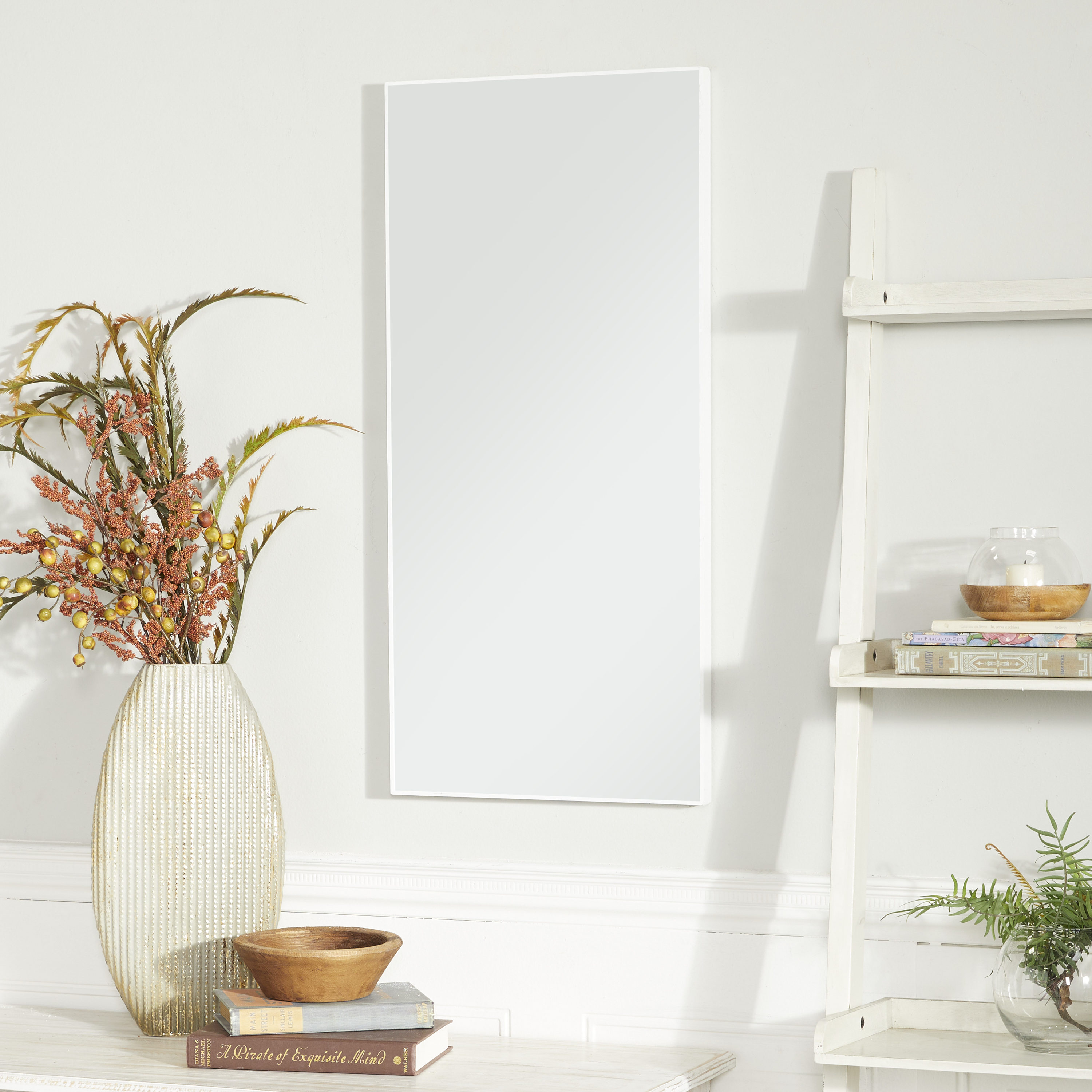 Grayson Lane 98558 14-Inches W x 30.0-Inches H Rectangle White Framed Full Length Wall Mirror