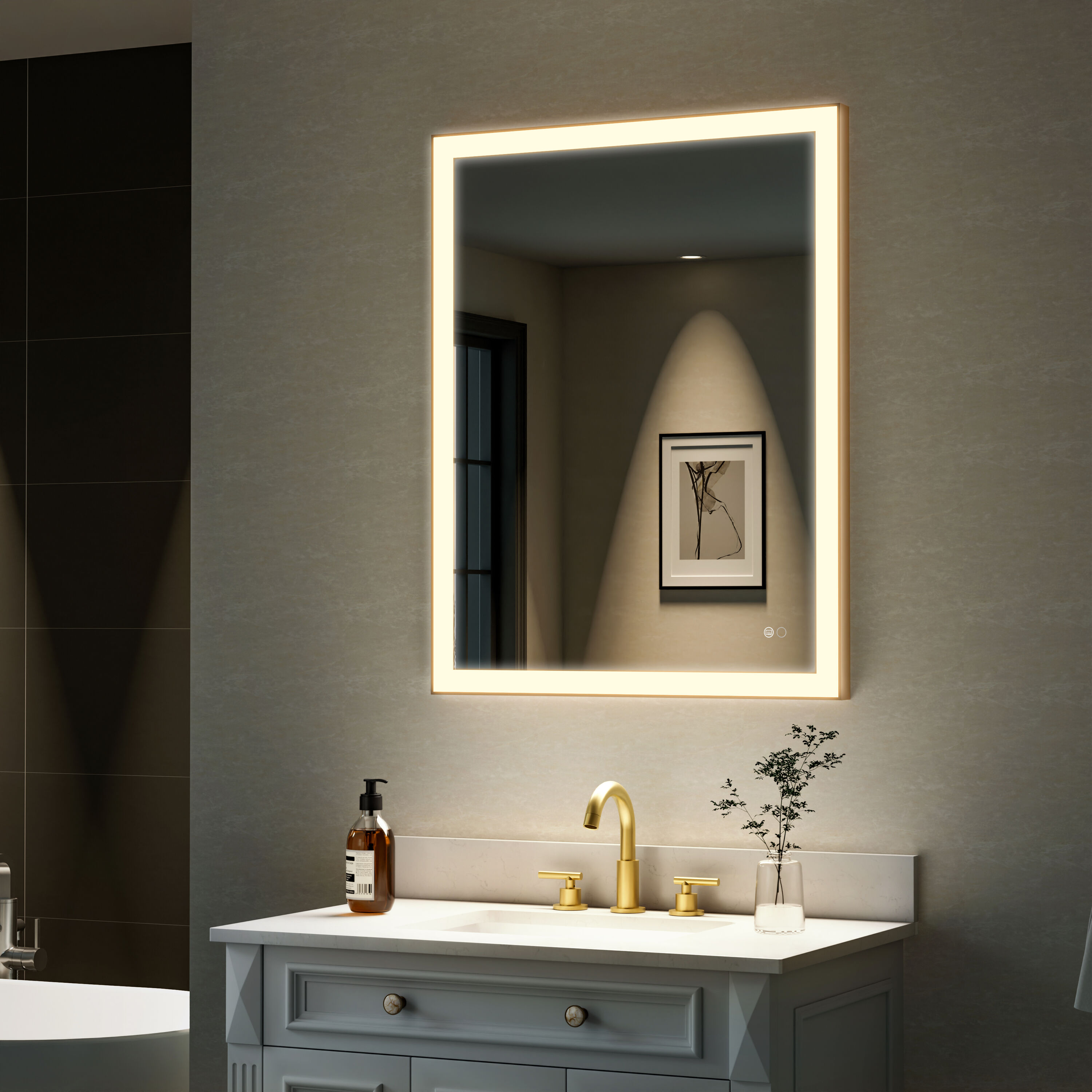 WELLFOR W5FM2836GD Framed-Bath-Mirrors - View #3