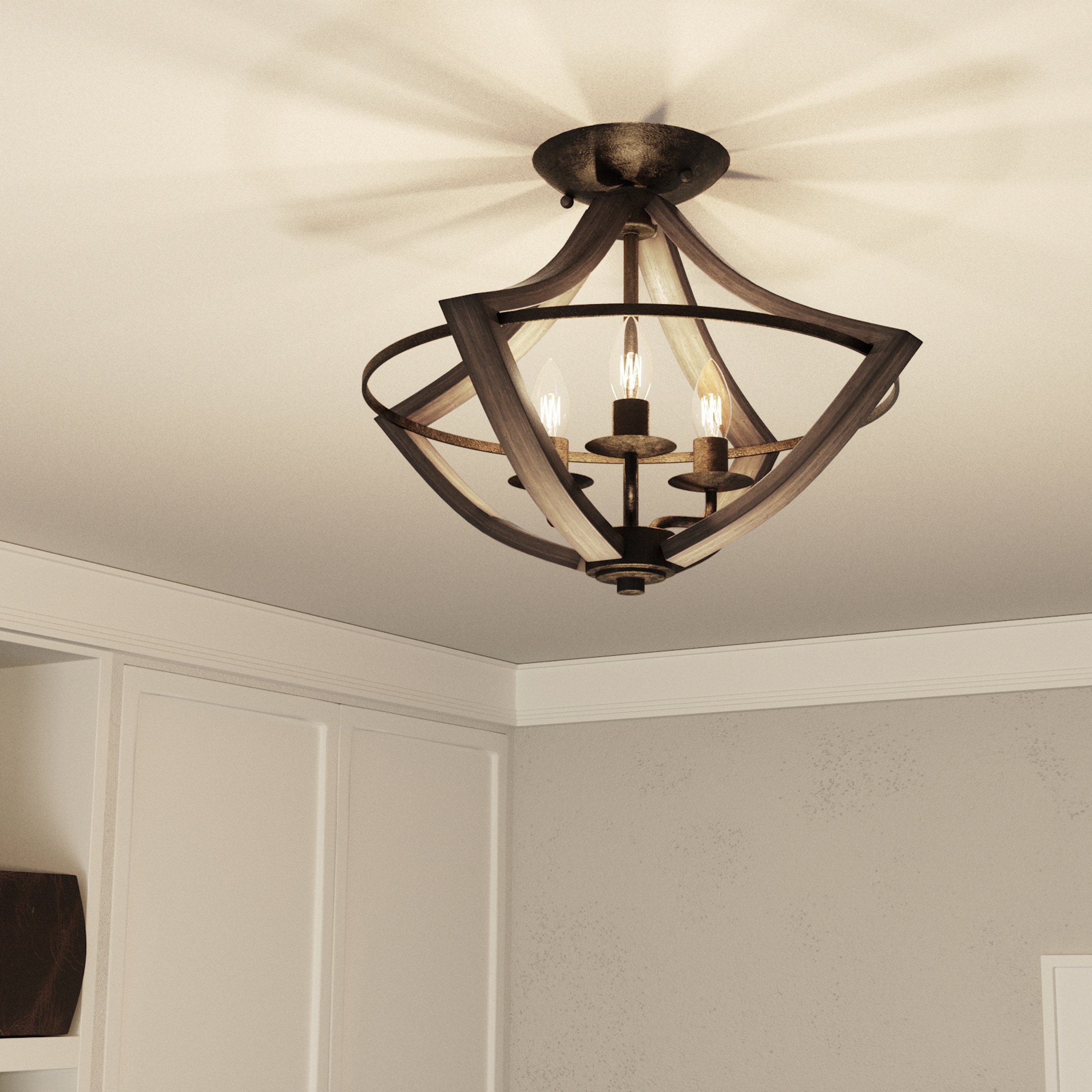 Quoizel SHR1716RK Shire 3-Light 16.5-in Black Flush Mount Light