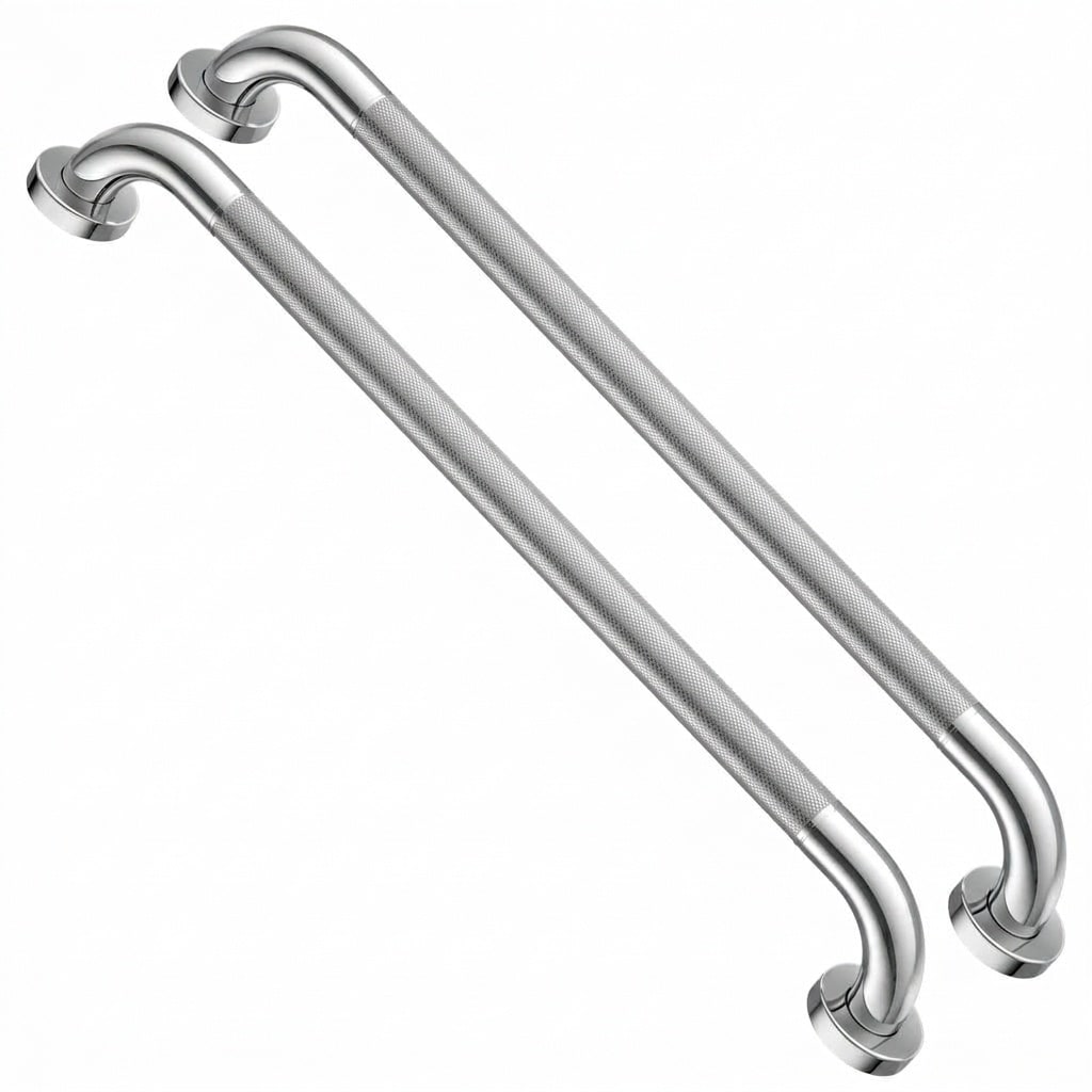 Etokfoks  24 Inch Stainless Steel Shower Grab Bar 2 Pack Bathroom Safety Rail Knurled Anti Slip Handrail Support Handle