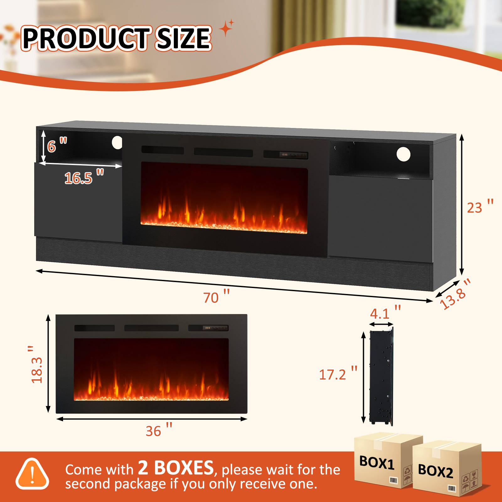Bapipro TE12A70B Electric-Fireplaces - View #5