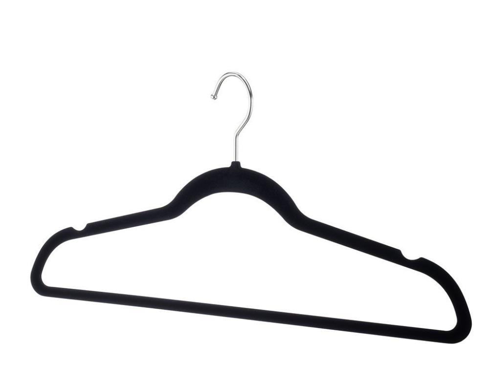 Lux Decor Collection Velvet Hangers Non-Slip Cloth Storage Organizer Space Saving Closet Clothing Hanger Pack | Black